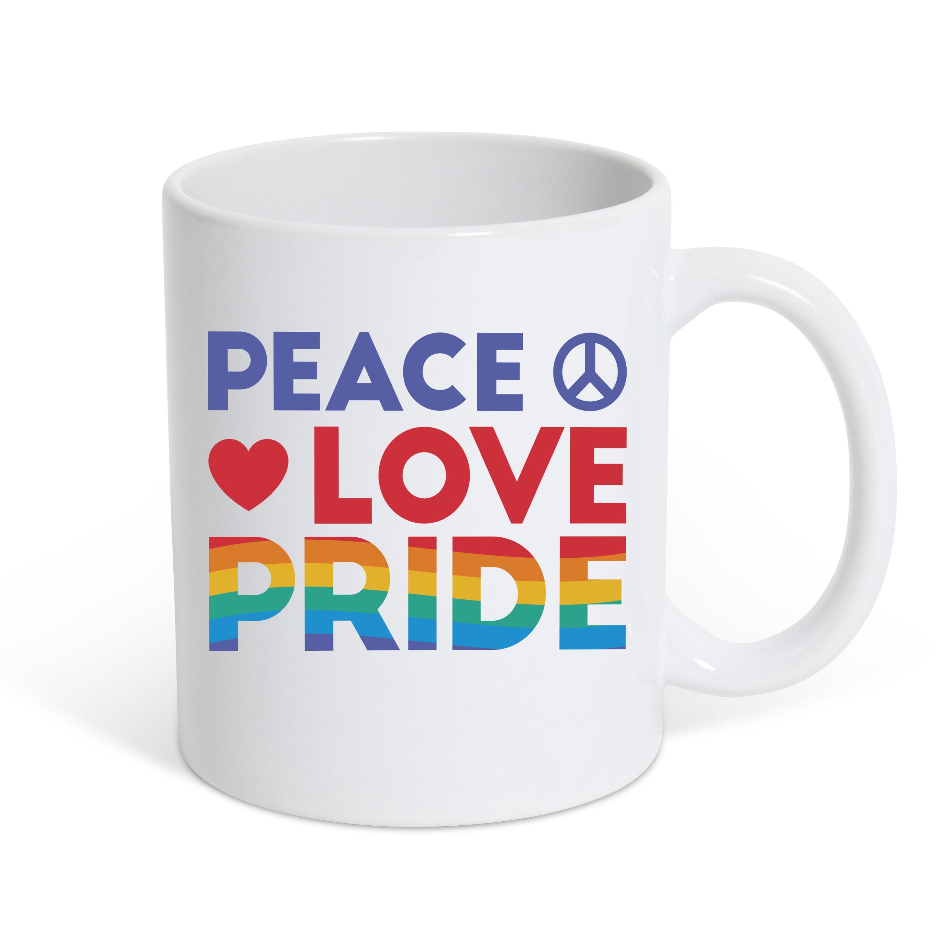 Youth Designz Tasse Peace Love Pride Kaffeetasse Geschenk, Keramik, mit trendigem Motiv Weiss