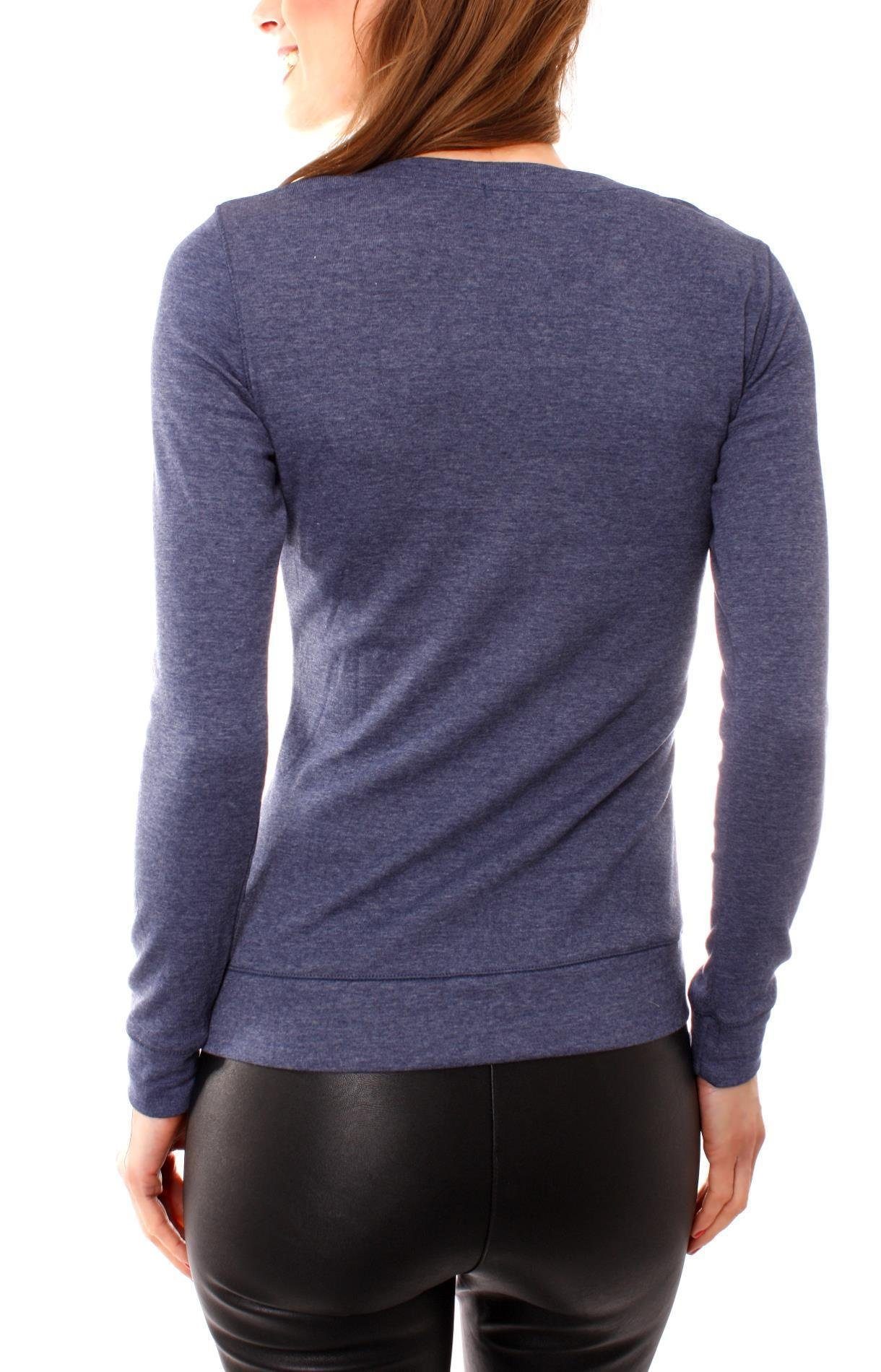 Muse Rundhalsshirt Leichtes Basic Sweatshirt Slim Fit 3237