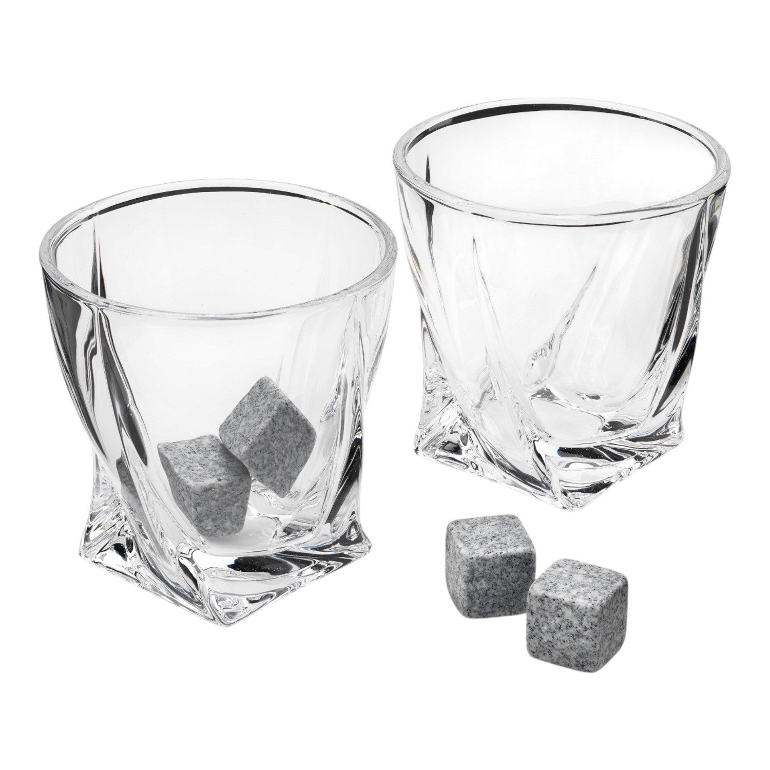 Whiskyglas Verdrehte Whiskey Gläser im 2er-Set mit Eissteinen