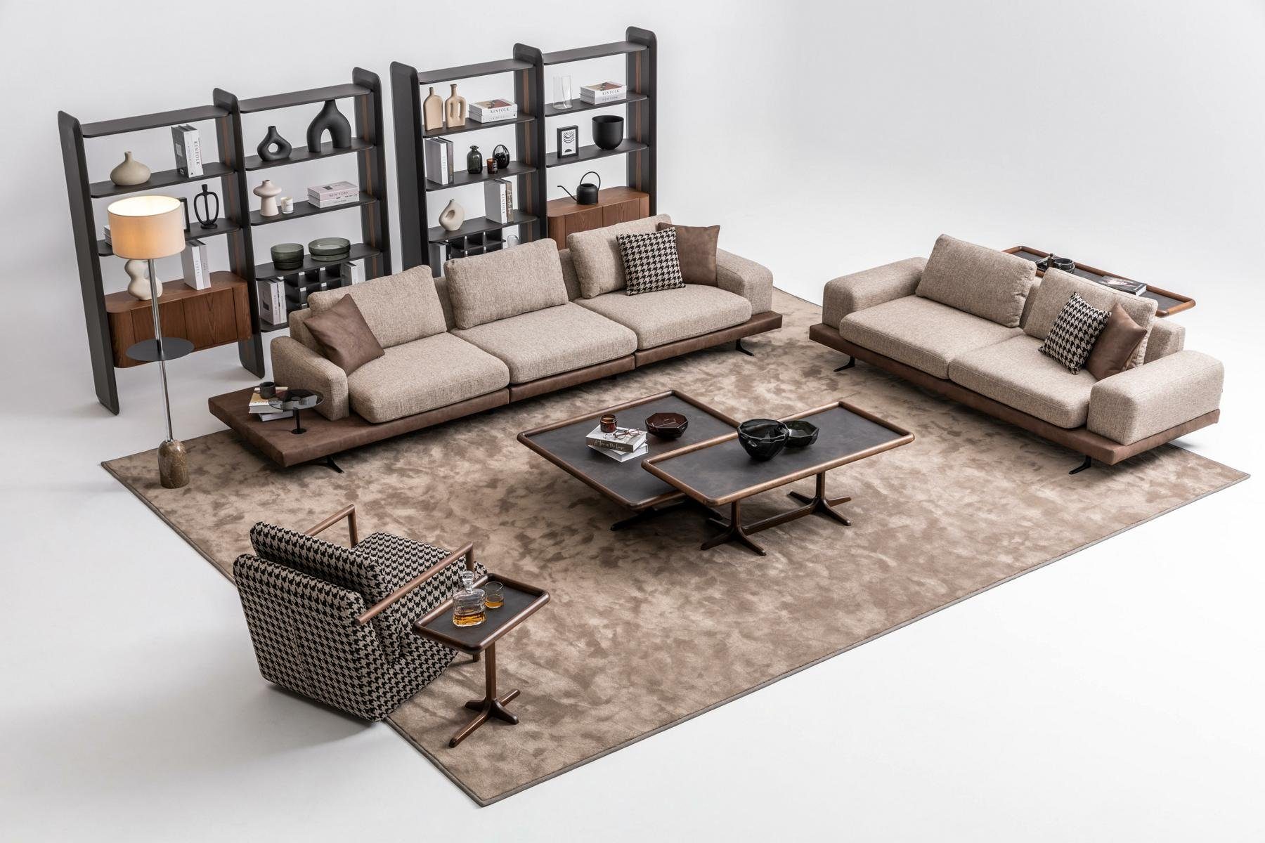 JVmoebel Wohnzimmer-Set Beige Textil Sofa Couche Luxus, Sessel), 5+3 Wohnzimmer (Nur + Made Sofa in Dreisitzer Europe Set Sitzer