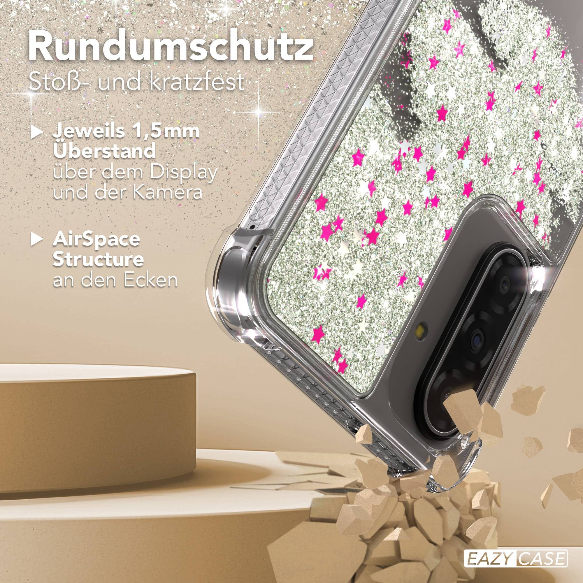 EAZY CASE Handyhülle Liquid Glittery Case für Samsung Galaxy A17 6,7 Zoll, Kratzfeste Silikonhülle stoßfestes Back Cover Phone Case Etui Silber – Bild 5 von 5
