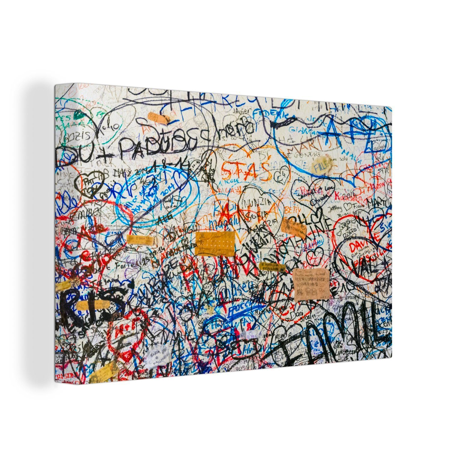 Wanddeko, Wandbild OneMillionCanvasses® Leinwandbilder, Aufhängefertig, cm Graffiti-Herzen, St), (1 Leinwandbild 30x20