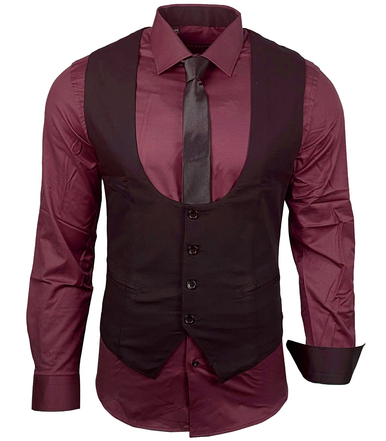 Baxboy Langarmhemd Baxboy Hemd/Weste/Krawatte Set Business Herrenanzug-Set HWKR B-101 – Bild 2 von 4