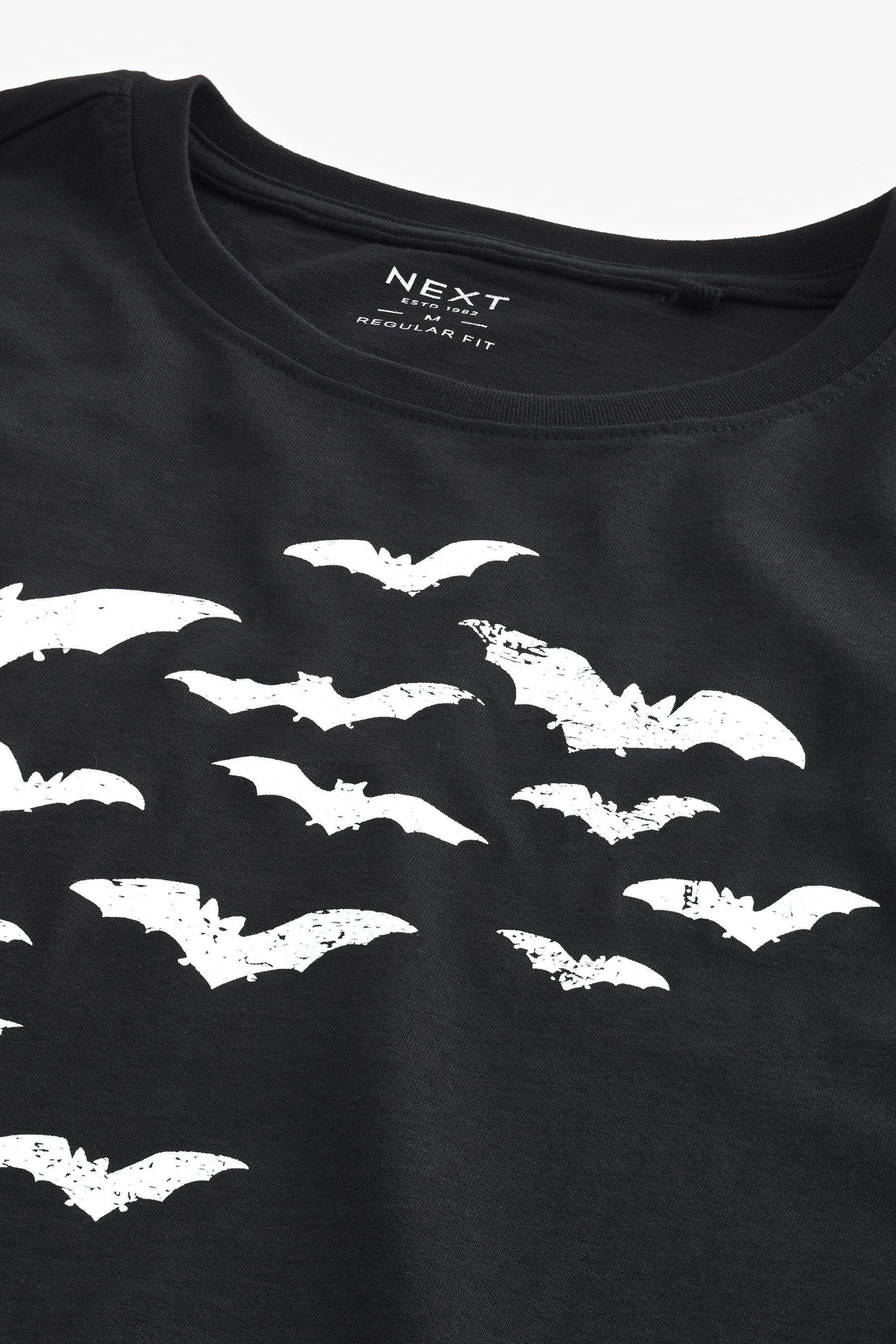 The Bats Halloween-T-Shirt Glow Black Print-Shirt Dark (1-tlg) Next In