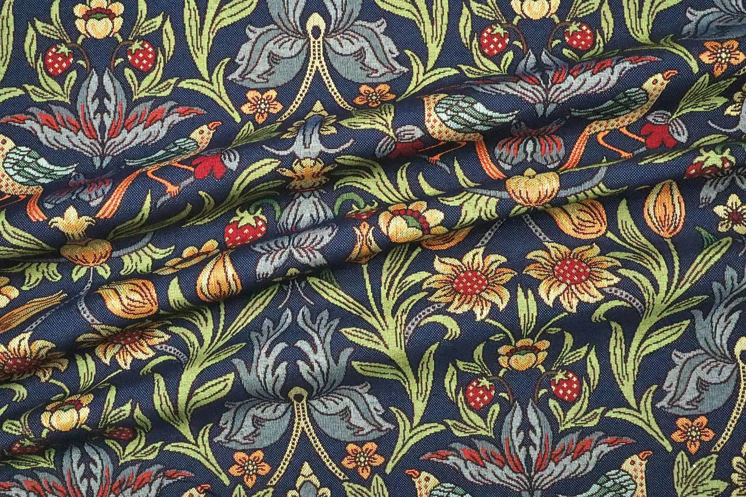 Stofferia Stoff Polsterstoff Gobelin Imperial Dunkelblau, Meterware – Bild 2 von 3