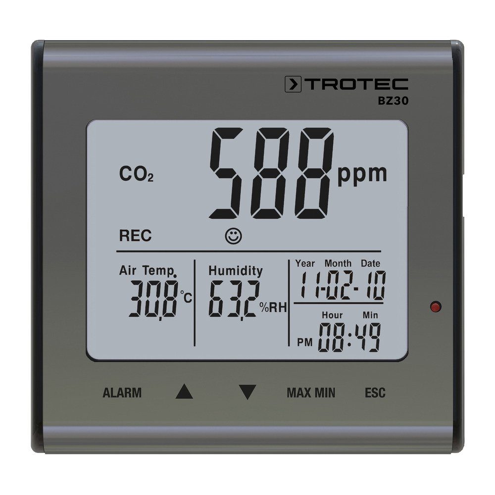 Klimamesser TROTEC CO2-Luftqualitätsdatenlogger BZ30