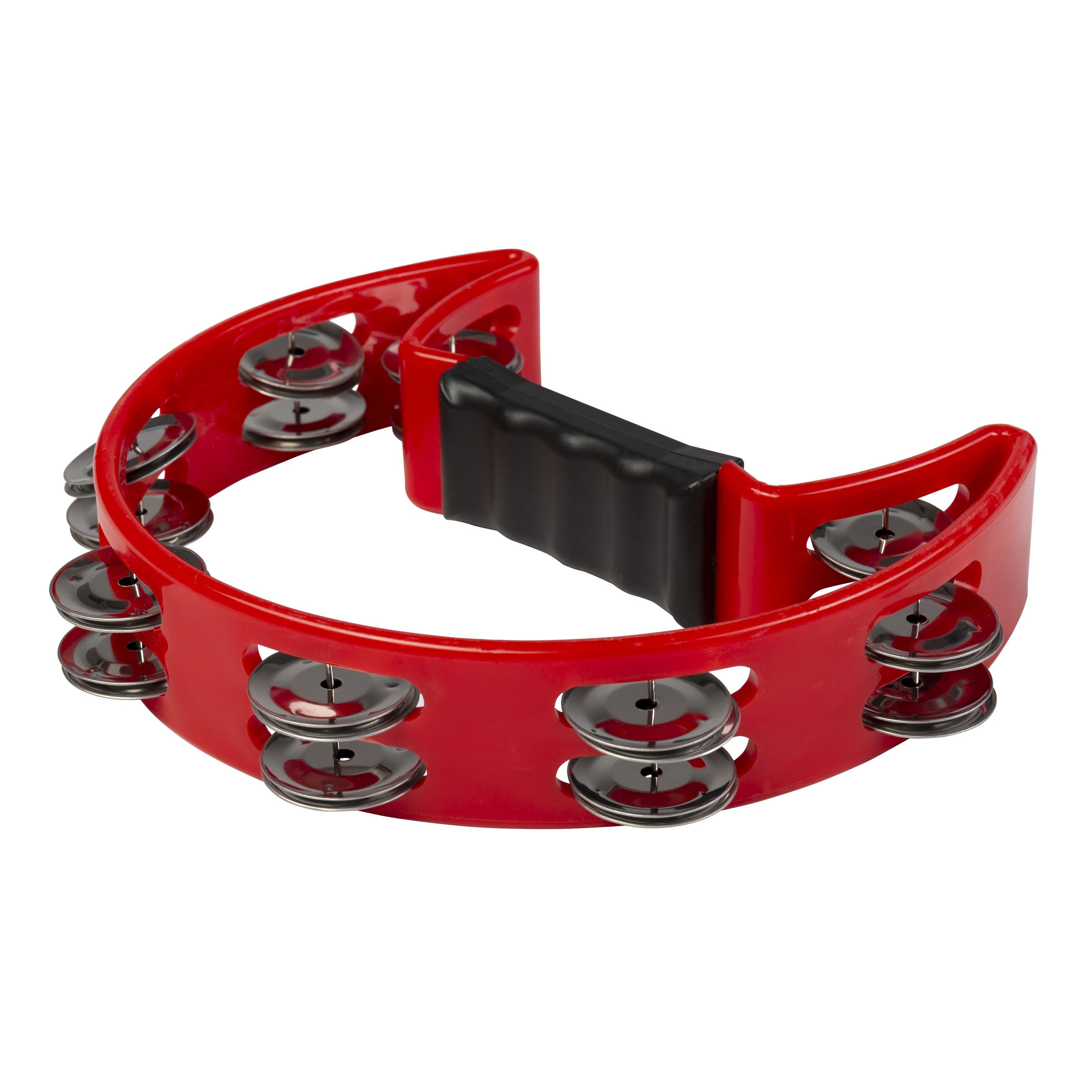 FAME Tambourine,FHT-R Hand Tambourine, Doppelreihig, Stahlschellen, Klarer Klang, Ergonomischer Griff, Rot, Percussion, Tambourines, Hand Tambourine, Doppelreihig, Stahlschellen, Klarer Klang