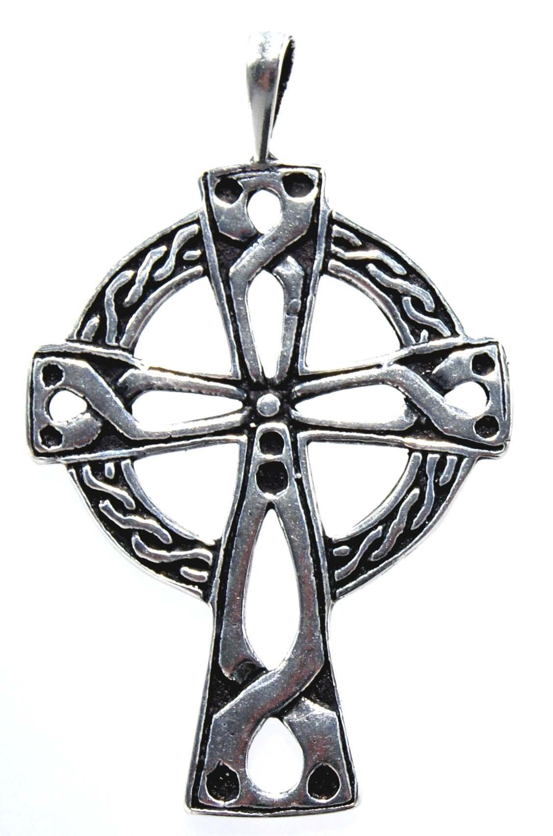 Sterling Silber 925 Kettenanhänger Kelten Kreuz Kiss Keltisch Keltenkreuz Leather of