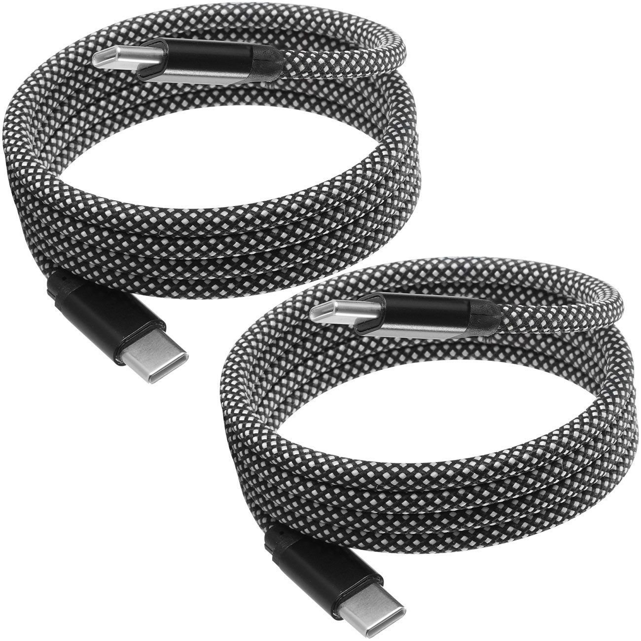 shop'n smile ideoon 100W USB-C Ladekabel 1m magnetische Aufrollfunktion Schnellladefähig USB-Kabel, Datenübertragung bis 480 Mbit/s, knotenfreies Aufrollen, 1m