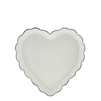 Bastion Collections Servierschale Schale Heart Ruffle Keramik weiß schwarz H3,5cm, Keramik, (1-tlg), Keramik handbemalt
