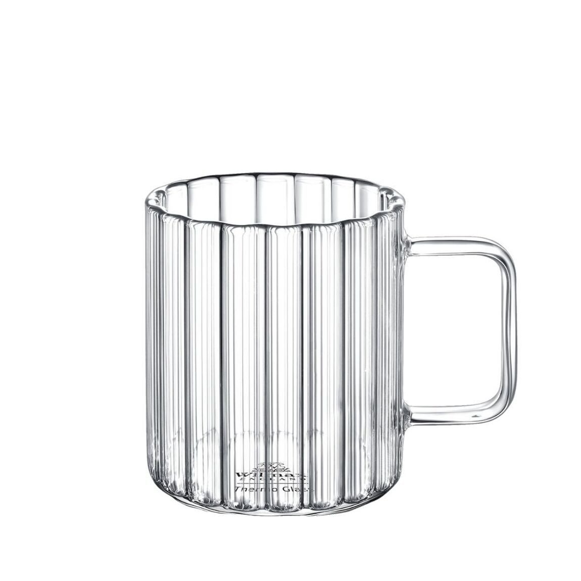 Wilmax England Thermobecher, RILLENTASSE, 300 ml Kleine Kaffeetasse aus hitzebeständigem Thermoglas