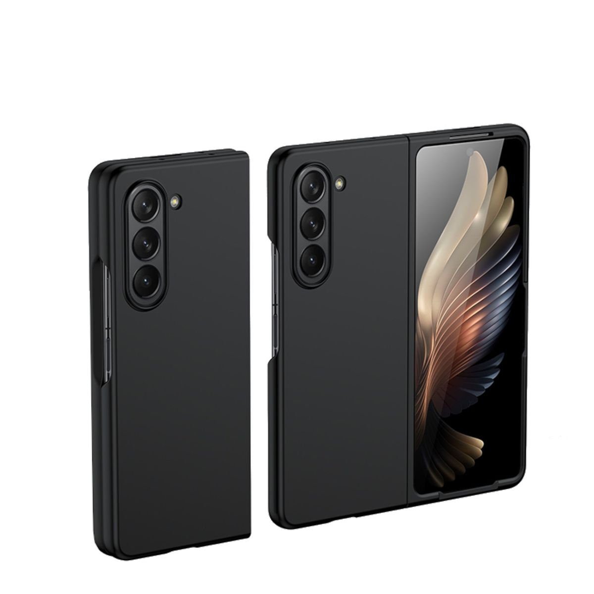Wigento Handyhülle Für Samsung Galaxy Z Fold5 5G Skin Schwarz Schutz Case Handy Tasche