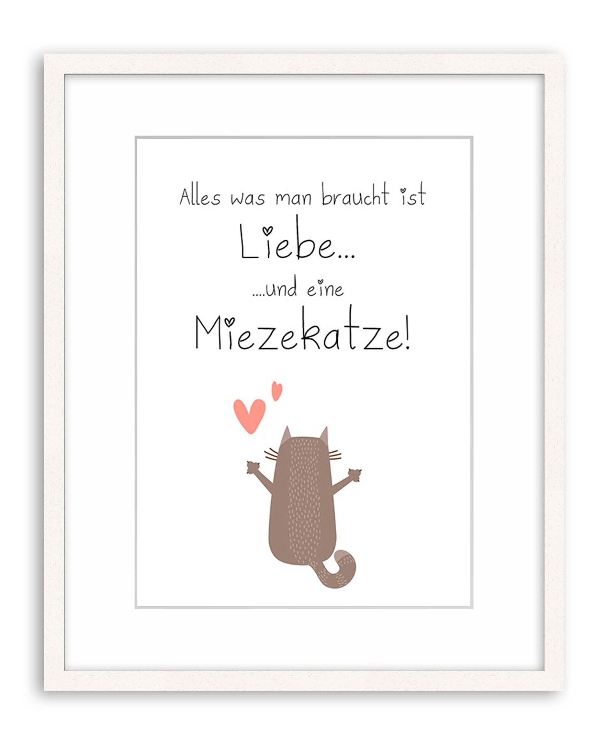 DinA4 Text Katze und Liebe, Spruch Sprüche: Wandbild Sprüche Zitate Bild artissimo Poster mit Poster witzige Katze