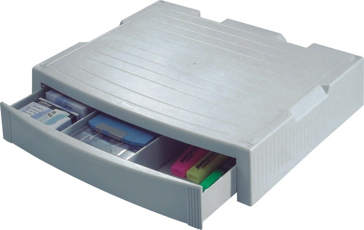 HAN Monitor-Halterung Monitor/Druckerständer Stand mit 1 Schublade lichtgrau