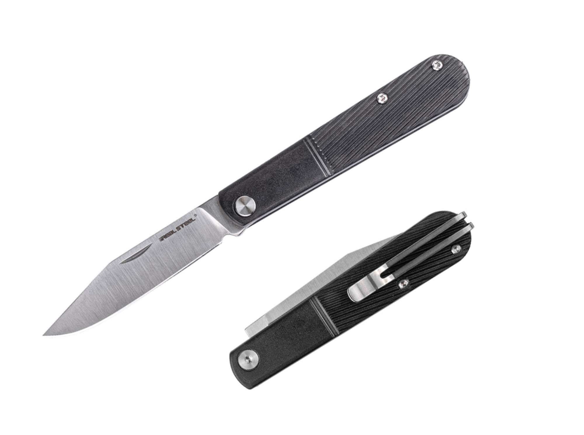 Real Steel Taschenmesser Real Steel Real Barlow RB-1 Clippoint 12C27 Black PC ABS
