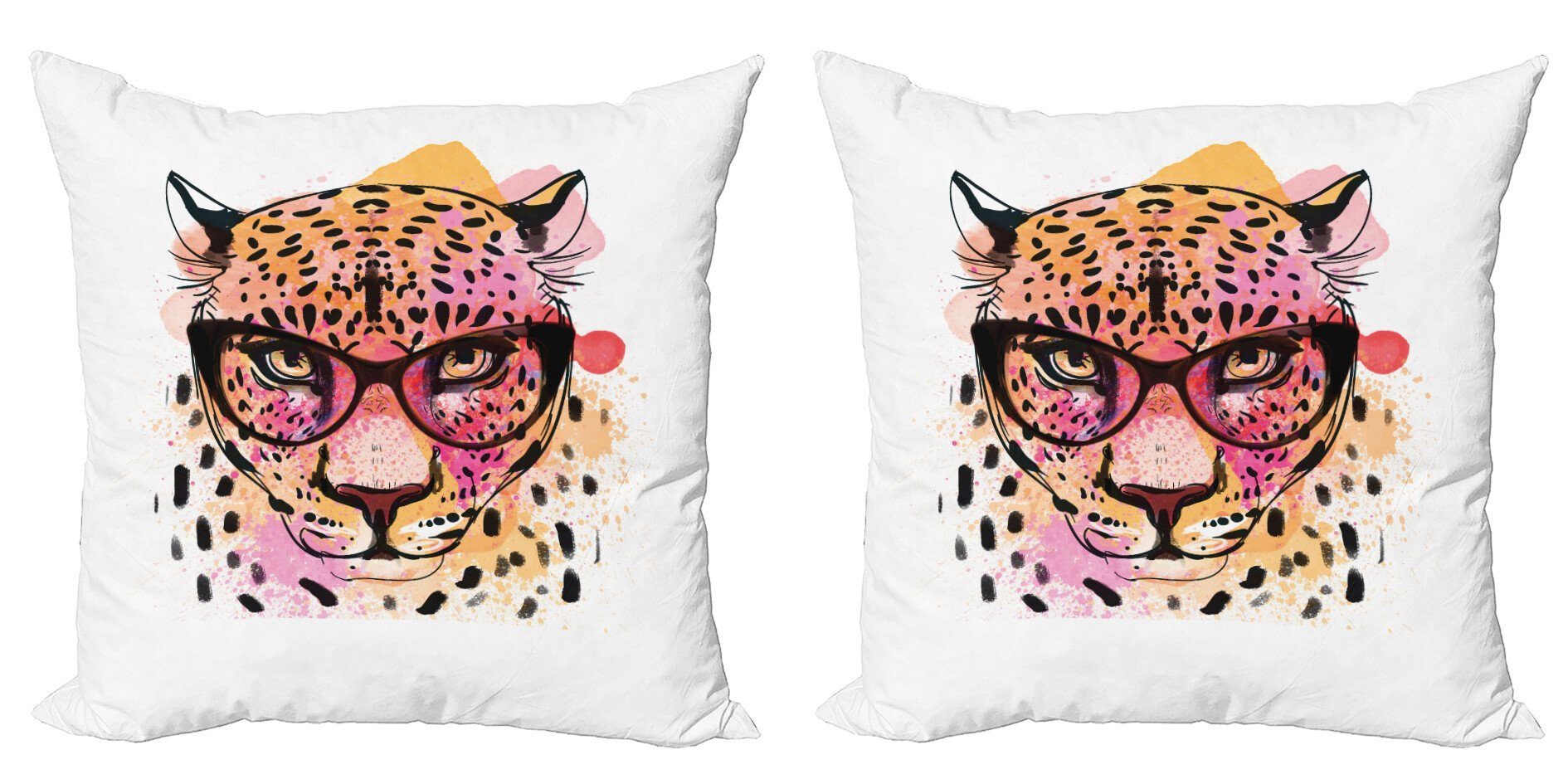 Hipster Moderne Kissenbezüge Doppelseitiger Digitaldruck, Stück), Leopard Tier Accent (2 Abakuhaus Modern