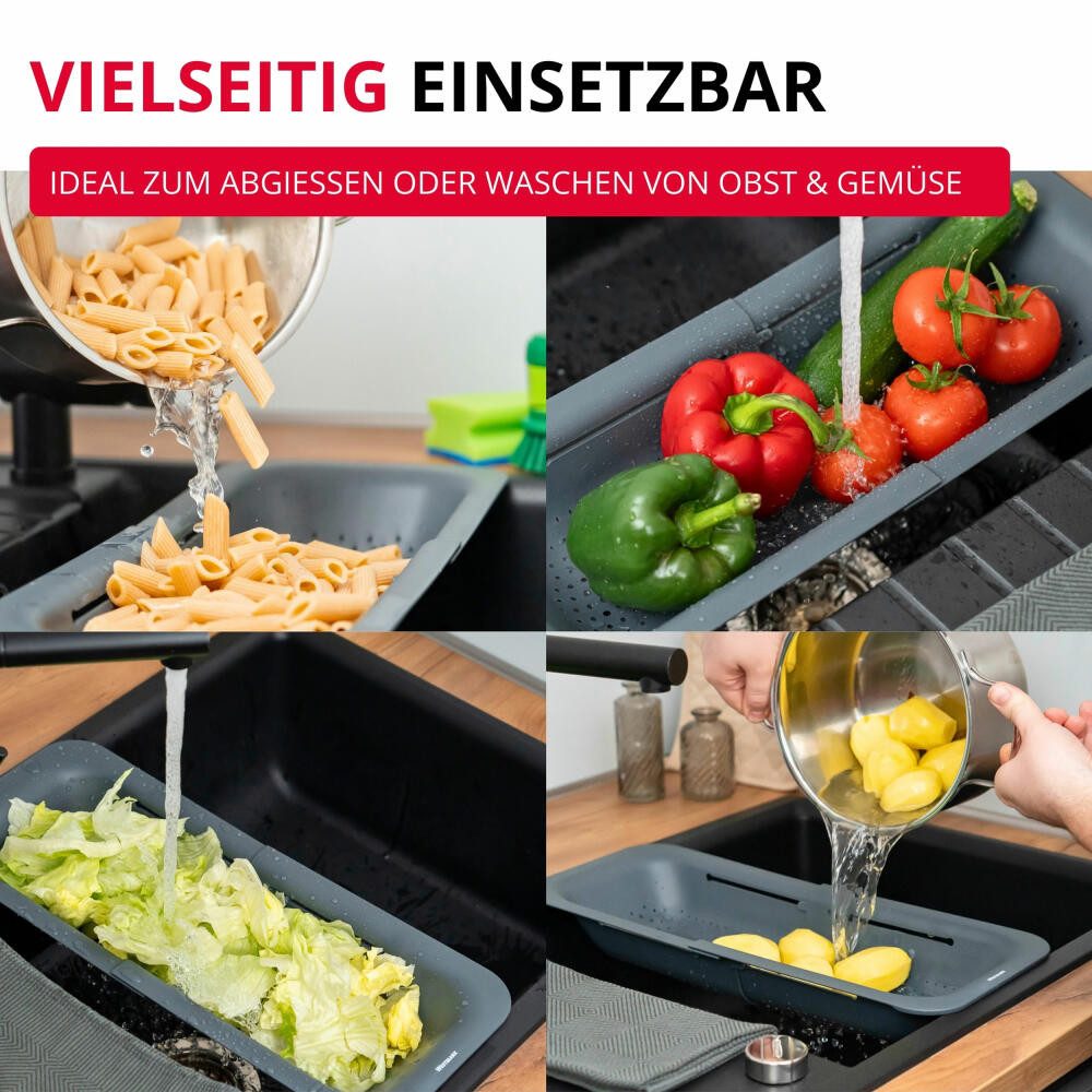WESTMARK Tranchiermesser, ausziehbares Sieb zum Abtropfen von Obst, Gemüse & Geschirr, spülmaschinengeeignet, BPA-frei, platzsparend