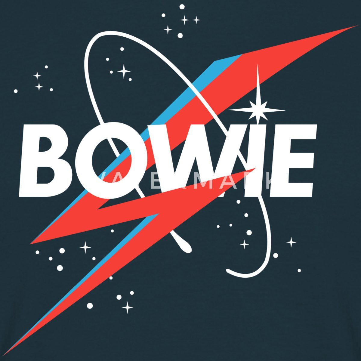 Spreadshirt T-Shirt David Bowie Schriftzug Sternenhimmel Mit Blitz Männer T-Shirt (1-tlg) – Bild 2 von 5