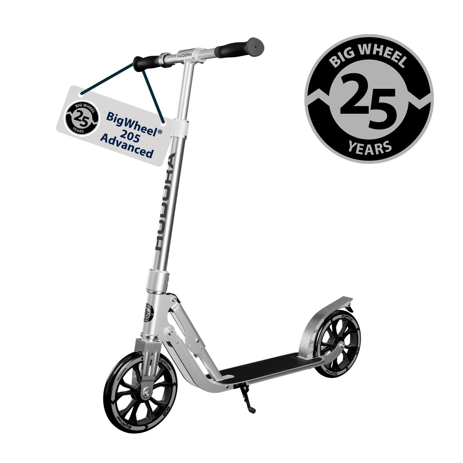 Hudora Cityroller BigWheel® 205 Advanced, Tretroller, (max. 100kg), einklappbarer, höhenverstellbarer Kick-Scooter