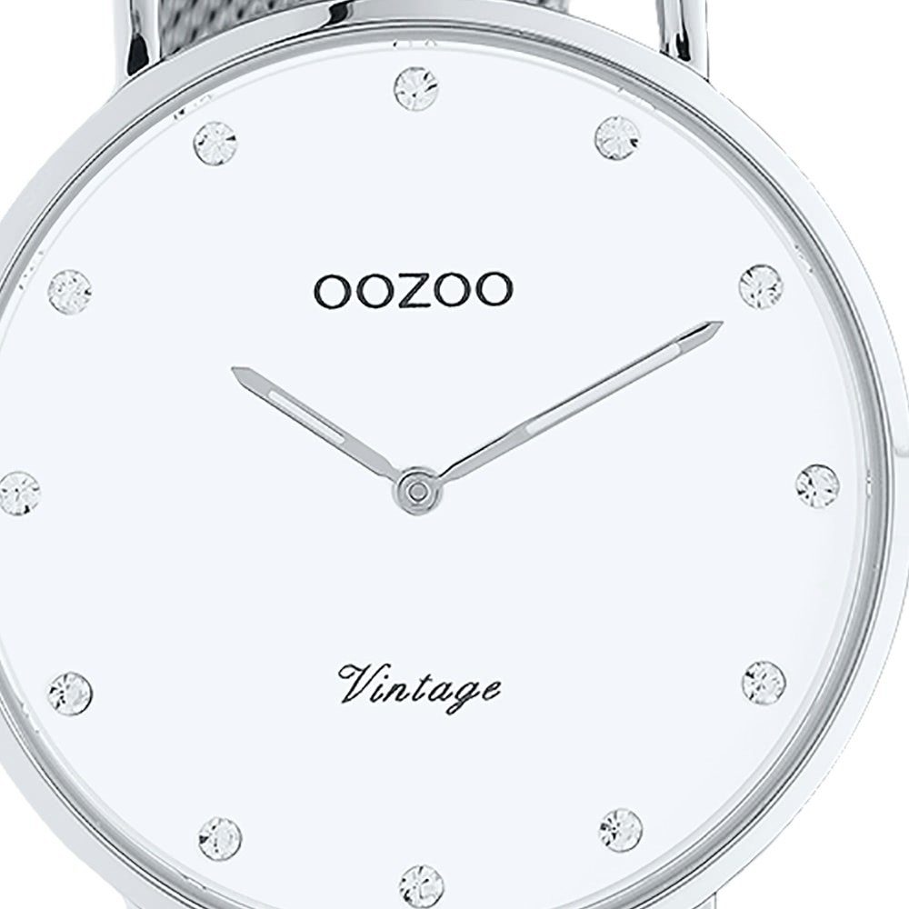 OOZOO Quarzuhr Oozoo Unisex Armbanduhr silber Analog, (Analoguhr), Damen, Herrenuhr rund, groß (ca 40mm) Edelstahlarmband, Elegant-Style