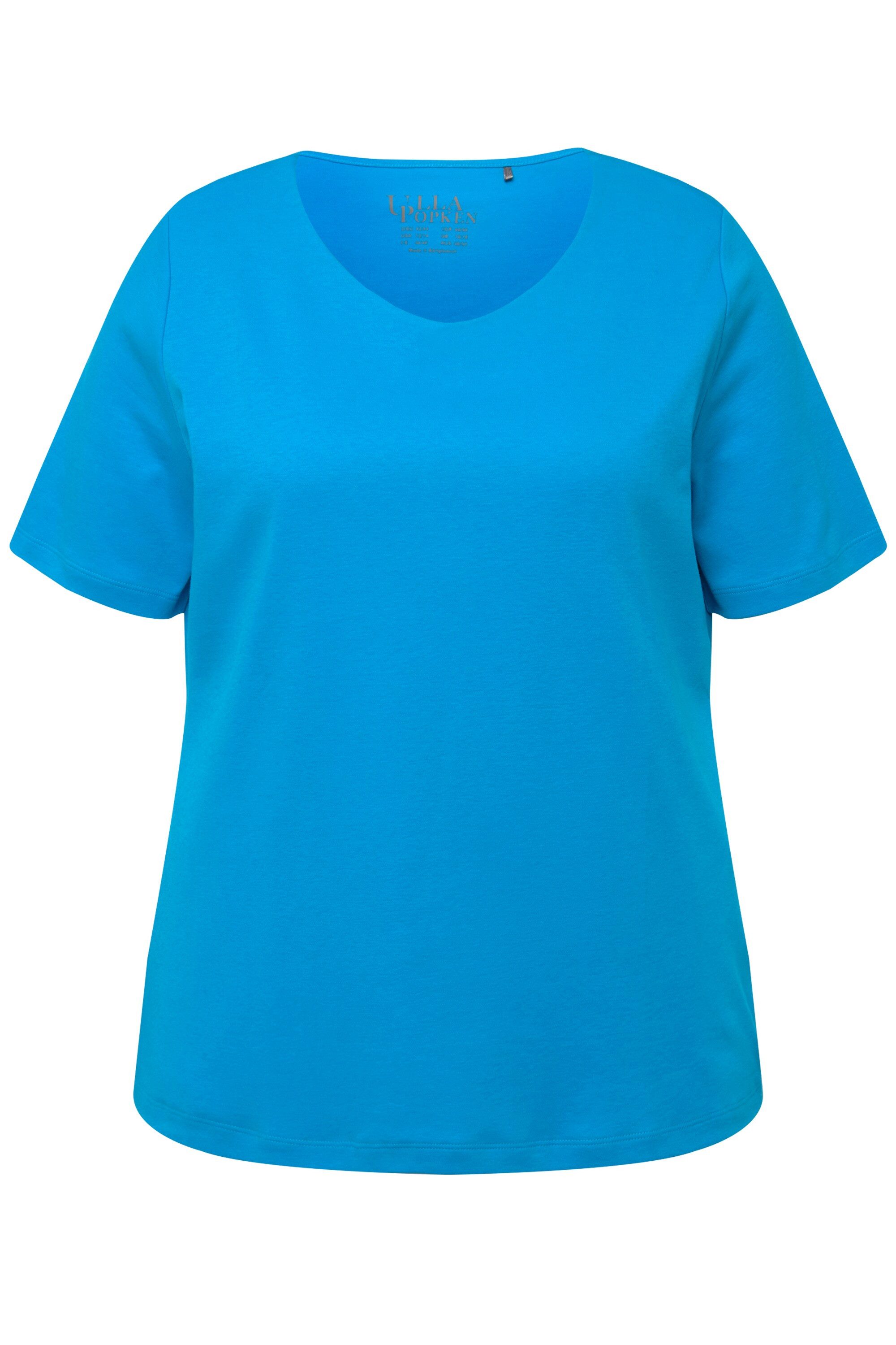 Ulla Popken T-Shirt Shirt doppellagige Vorderseite Slim Rundhals günstig online kaufen