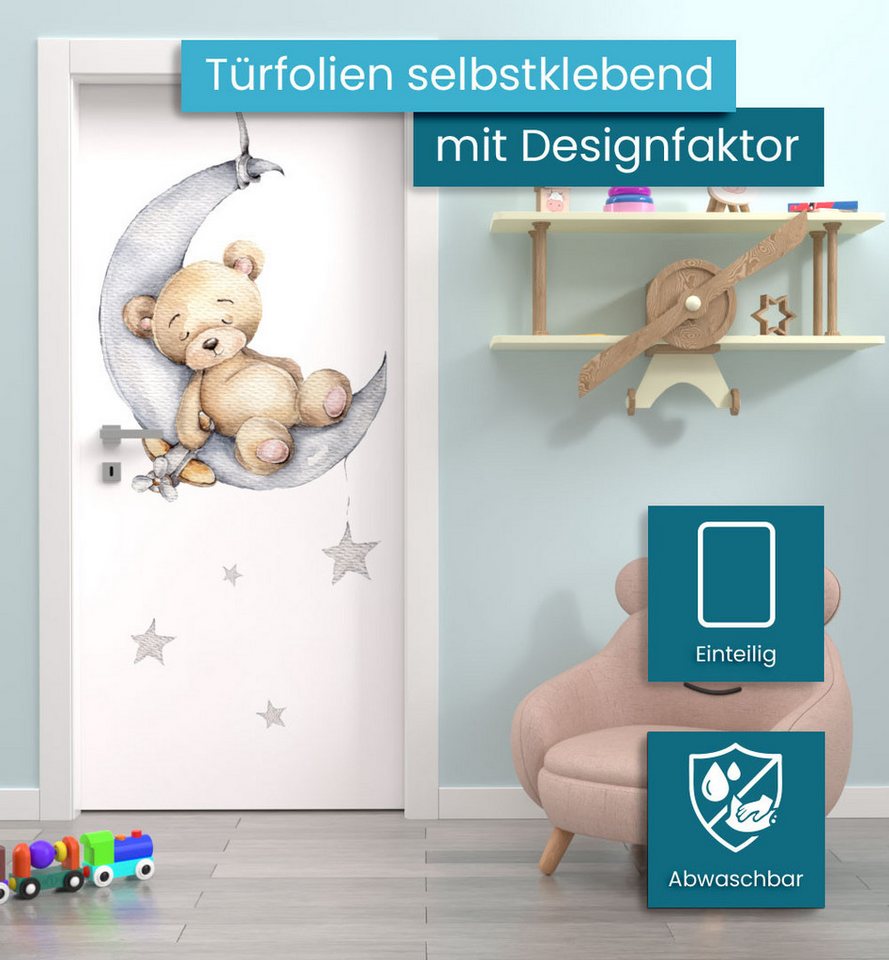 Thumbnail - MyMaxxi Dekorationsfolie Türtapete Türposter Türfolie selbstklebend Bär Mond Baby neutral Folie, (Stil 63, 1St.}, Klebef...