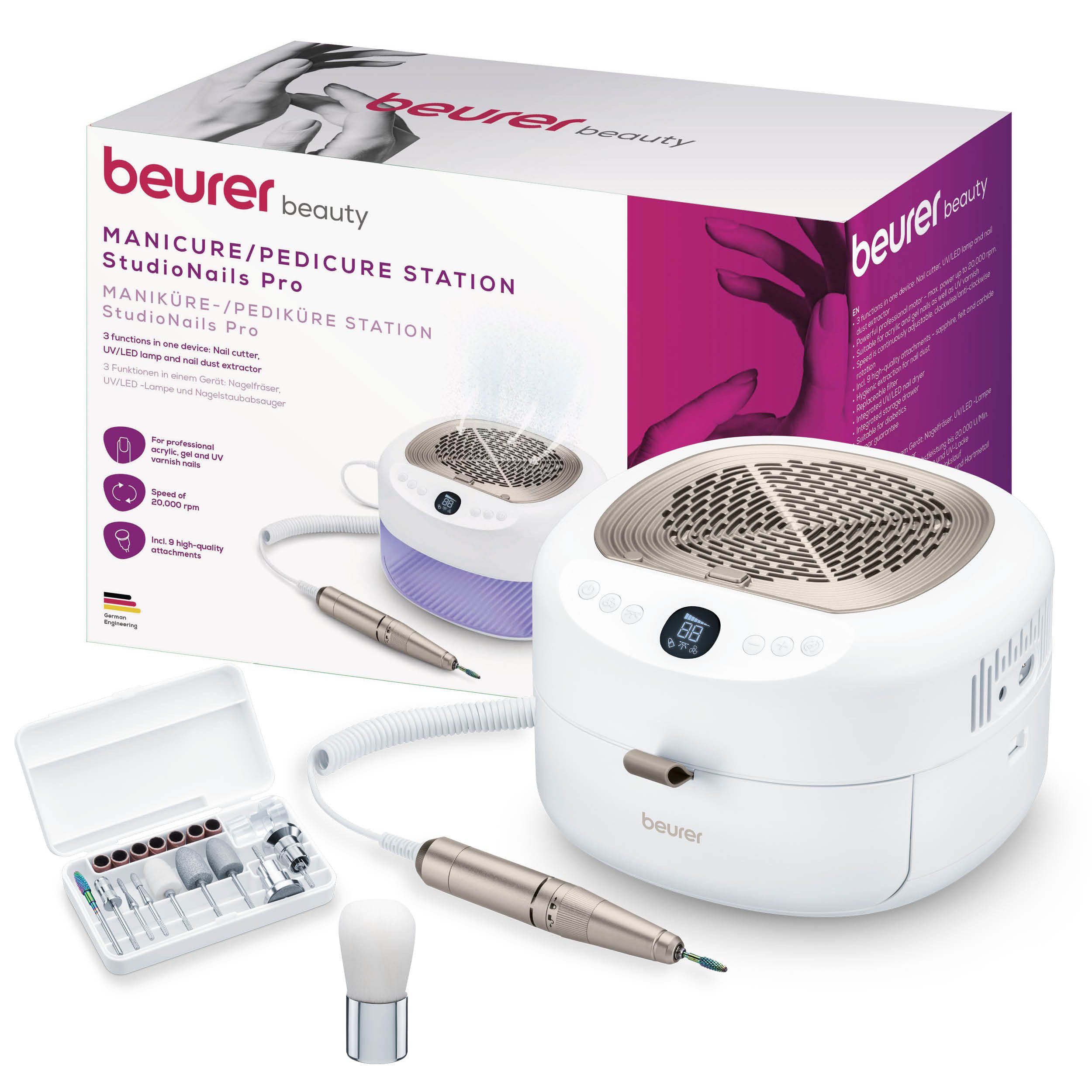 BEURER Maniküre-Pediküre-Set MP 200, professionelle Maniküre-Pediküre-Station für zu Hause, Mit Fräser, UV/LED-Lampe & Absaugung für Gel, …