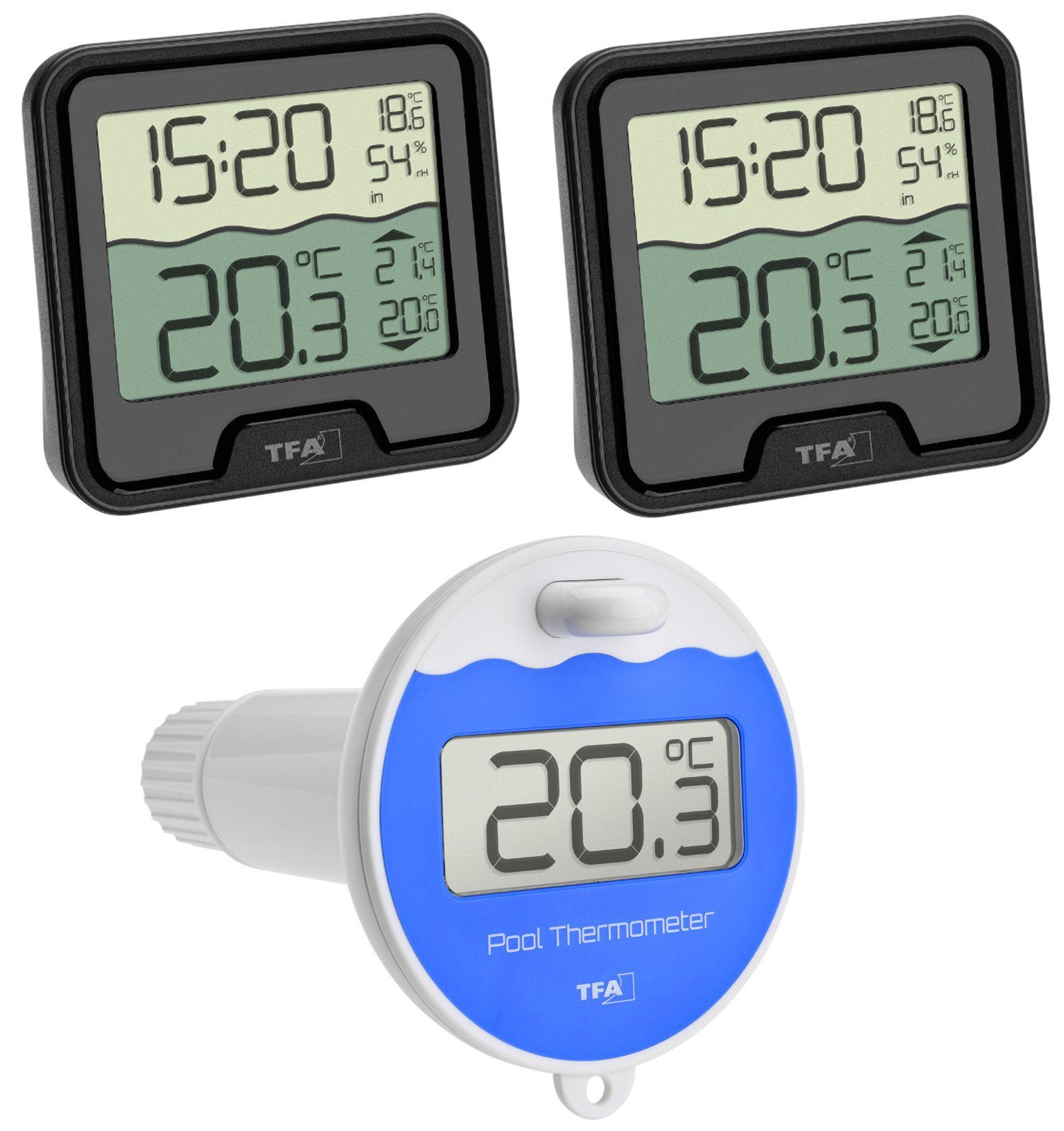 TFA Dostmann Funk Poolthermometer Marbella Mega TFA 30.3066.01.99 Schwimmbadthermometer Funkwetterstation