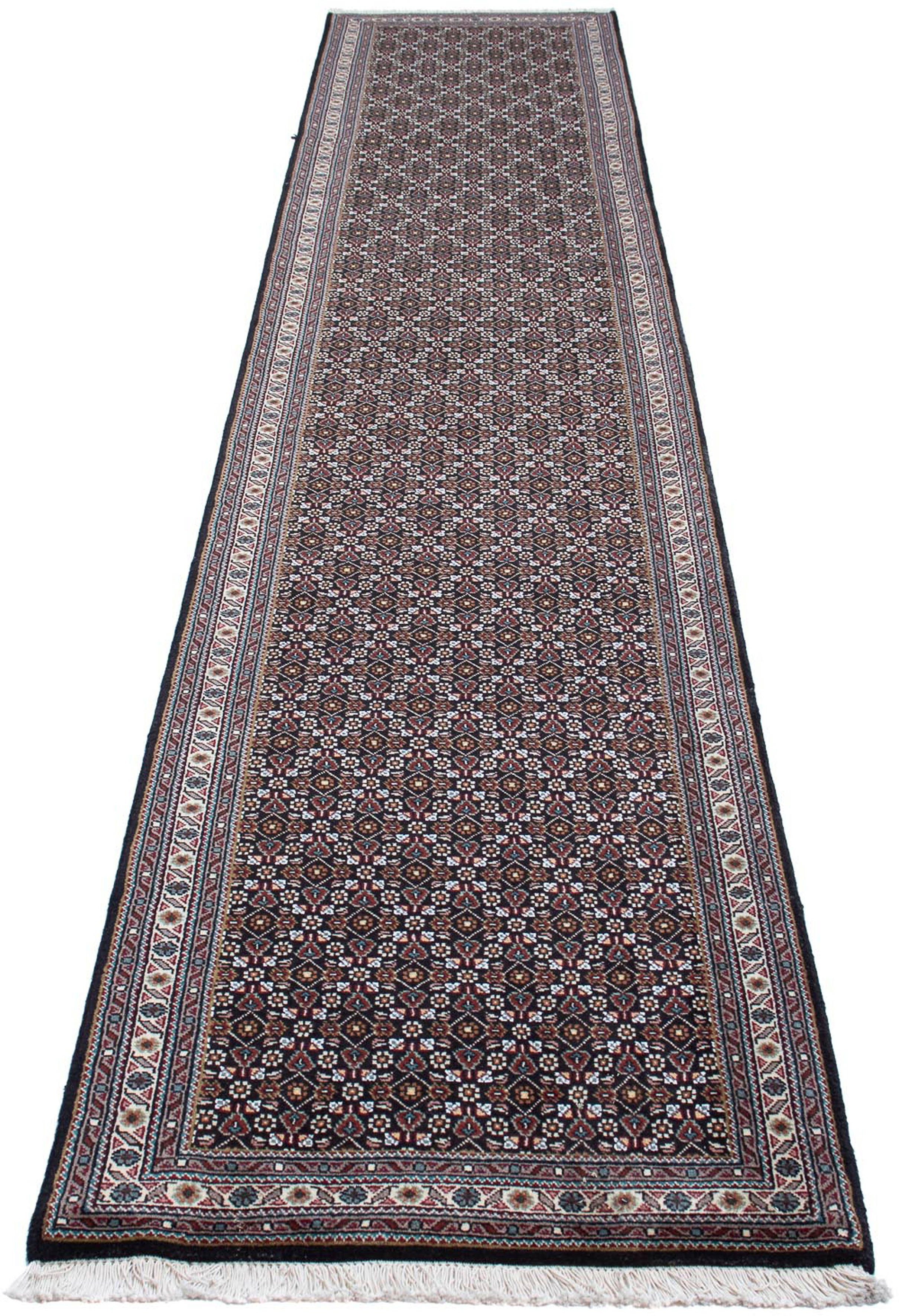 Orientteppich Perser - Bidjar - 400 x 70 cm - grau, morgenland, rechteckig, Höhe: 15 mm, Wohnzimmer, Handgeknüpft, Einzelstück mit Zertifikat
