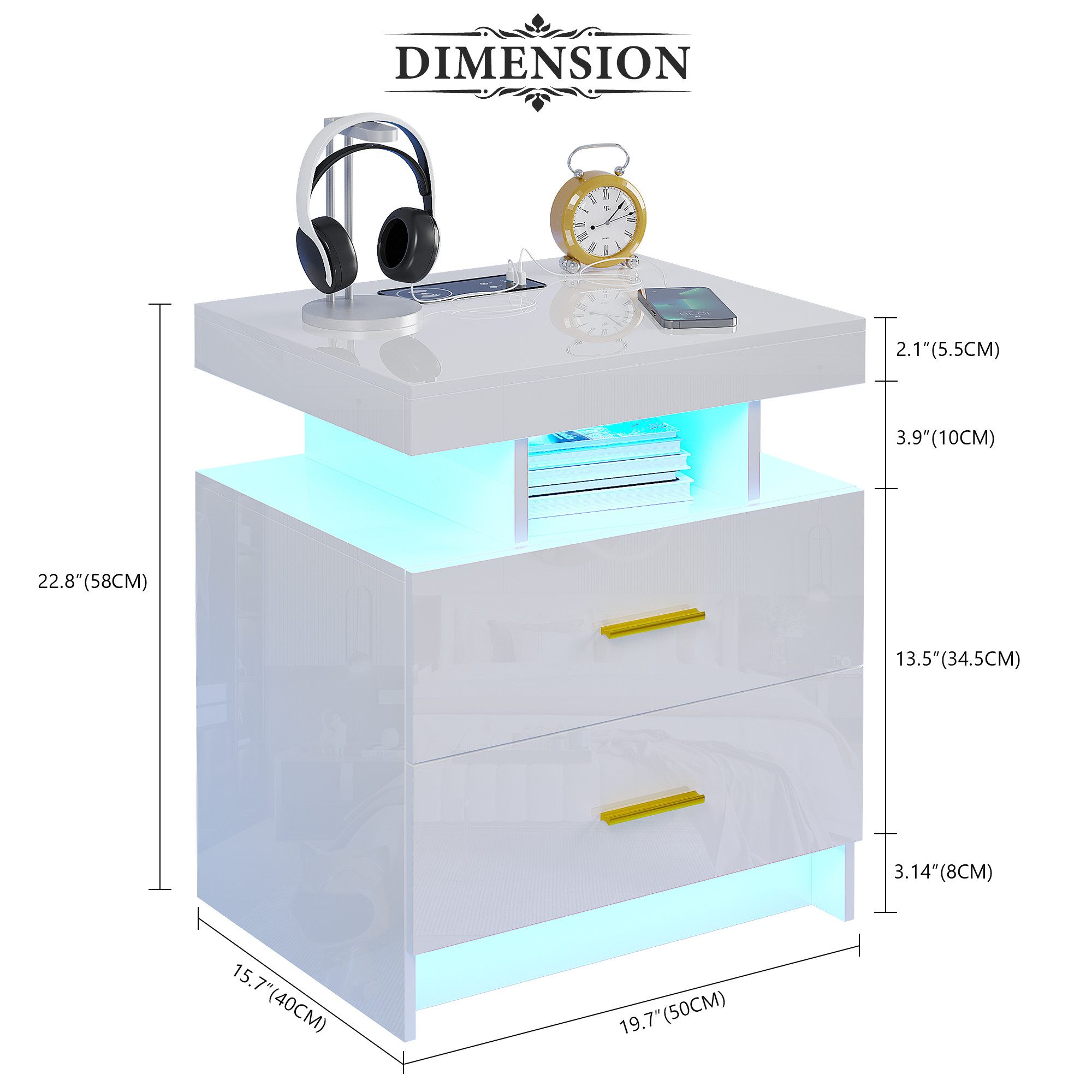 LVifur Nachttisch mit LED-Licht und Sensor, günstig online kaufen