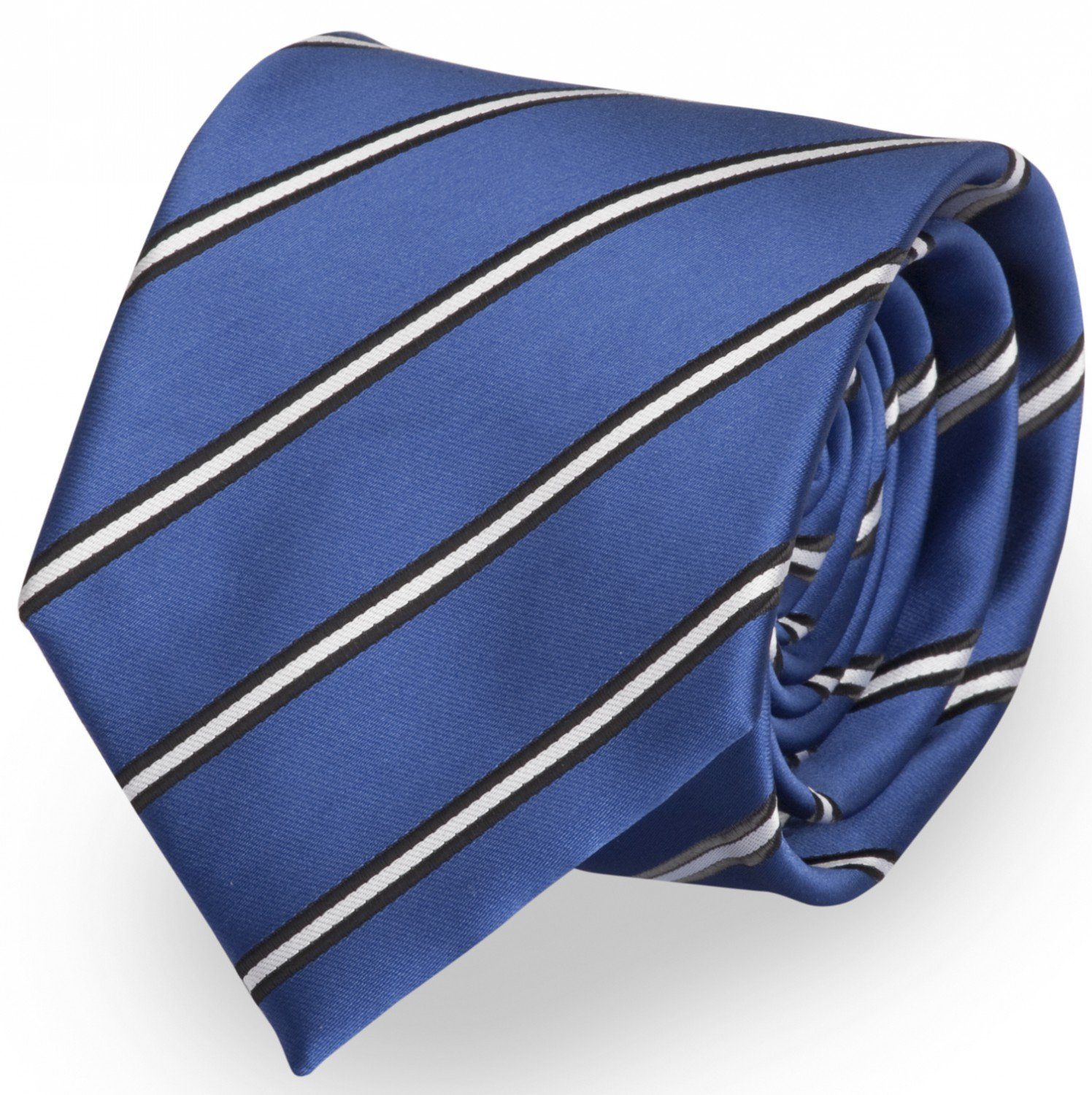 Fabio Farini Krawatte Herren Krawatten Blautöne - klassische Männer Schlipse in 8cm Breite (ohne Box, Gestreift) Breit (8cm), Blau Weiß Streifen - Electrify/Black/White
