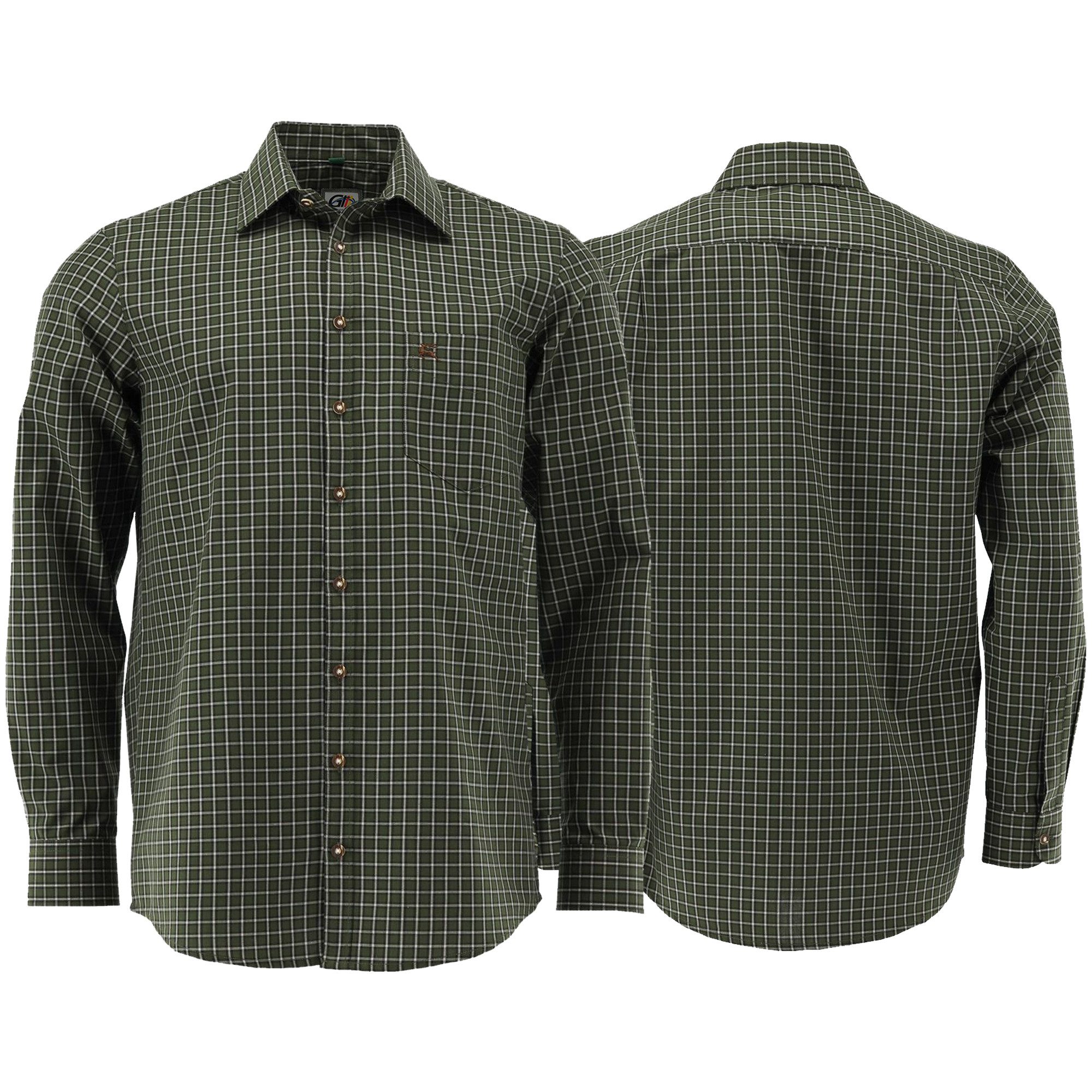 German Wear Trachtenhemd OJ19 Jagdhemd hemd Langarm Hemd Regular Fit Haifischkragen