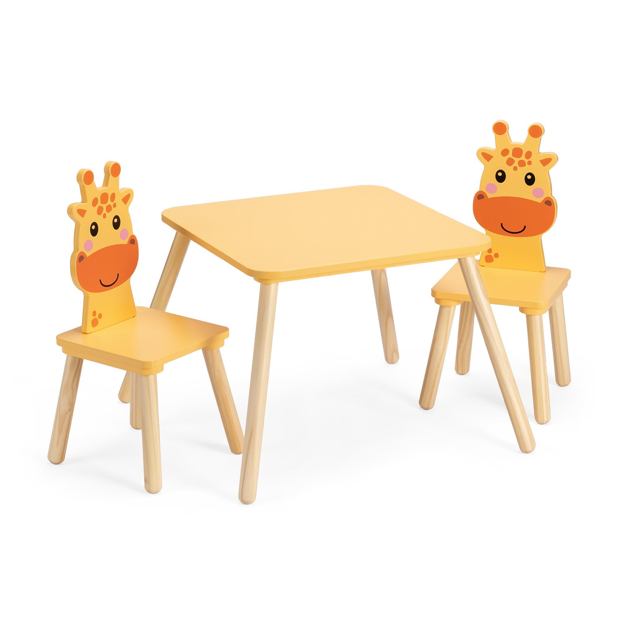 Navaris Kindertisch Kindersitzgruppe 3tlg. - Tisch & Stühle - Giraffen Design