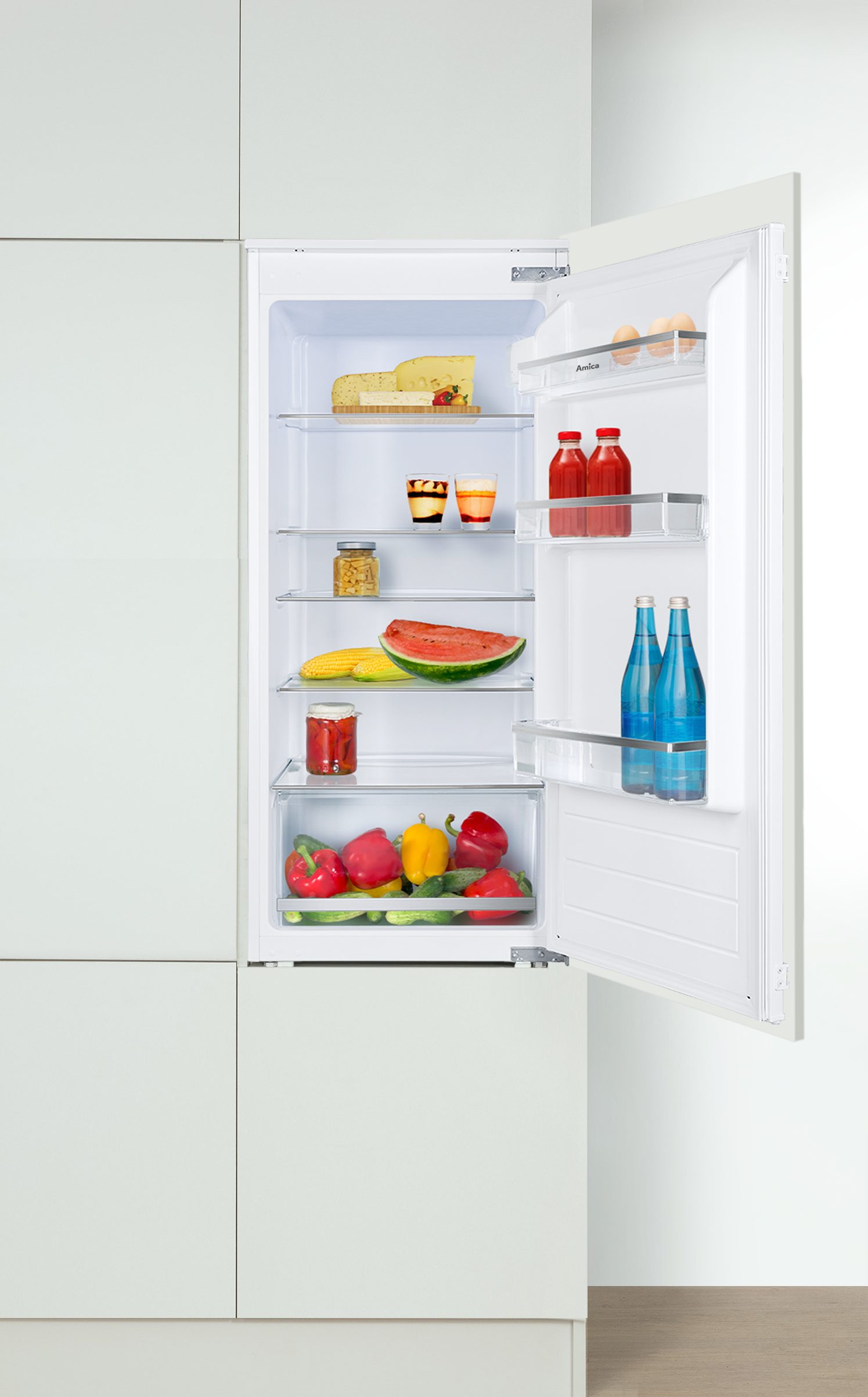 Amica Einbaukühlschrank EVKSS 352 225, 122 cm hoch, 54 cm breit, Leise, effizient, geräumig – ideal für Einbauküchen