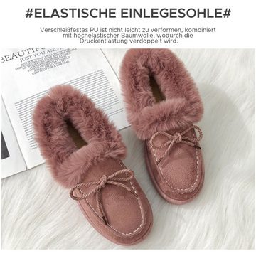 Daisred Slipper Damen Winterschuhe Plüsch Warm Gefüttert Loafer Mokassin