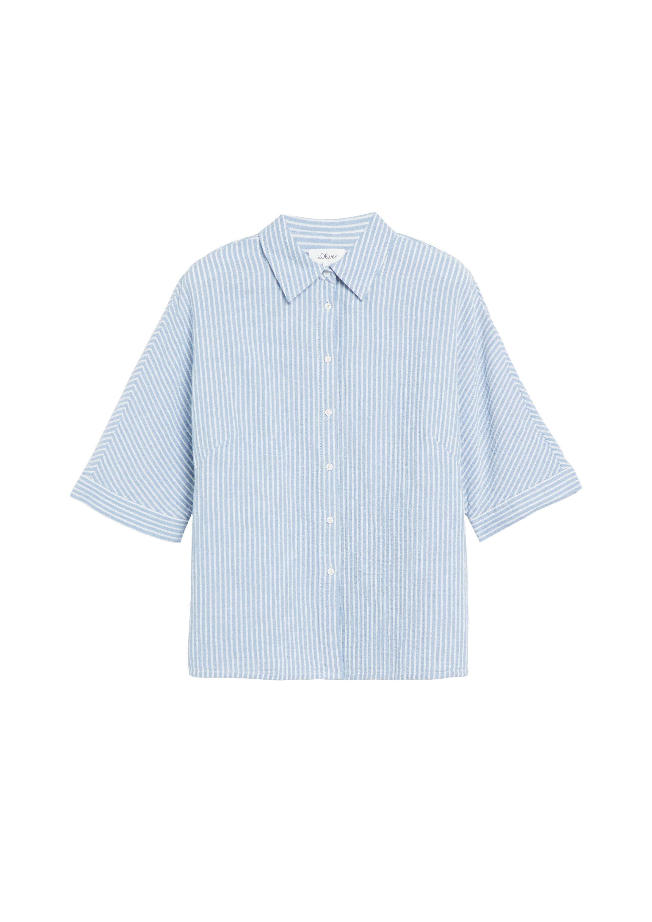 s.Oliver Kurzarmbluse Bluse Musselinbluse mit Fledermausärmeln