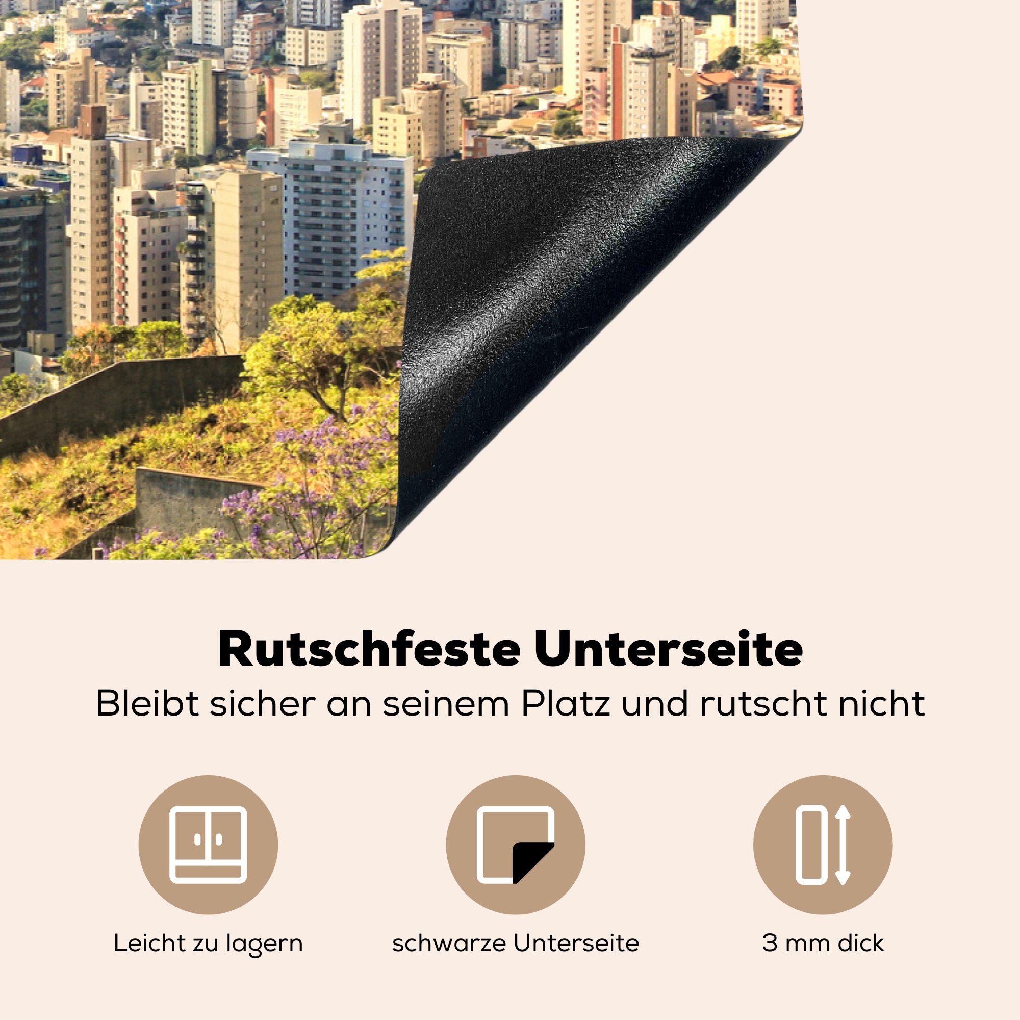 MuchoWow Herdblende-/Abdeckplatte Millionärsstadt Belo für Bundesstaat im Horizonte brasilianischen 81x52 tlg), Minas, Schutz küche, (1 Ceranfeldabdeckung die cm, Induktionskochfeld Vinyl