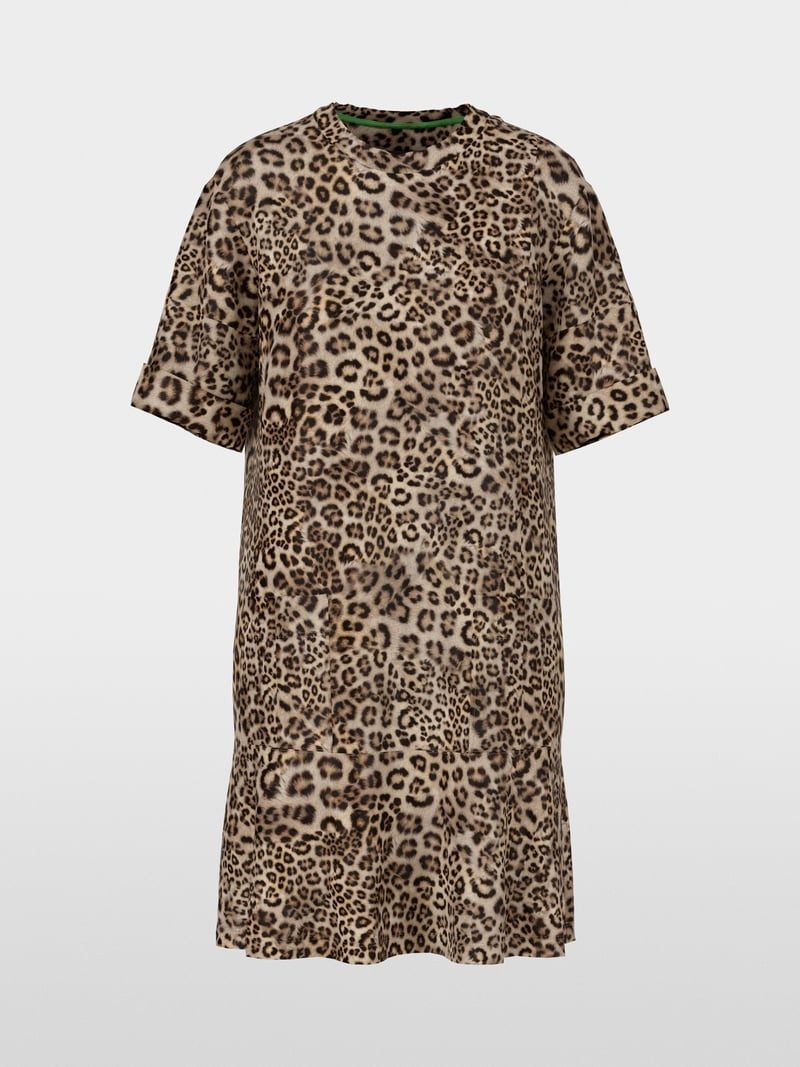 Midikleid Kleid mit Leoprint - Regular Fit