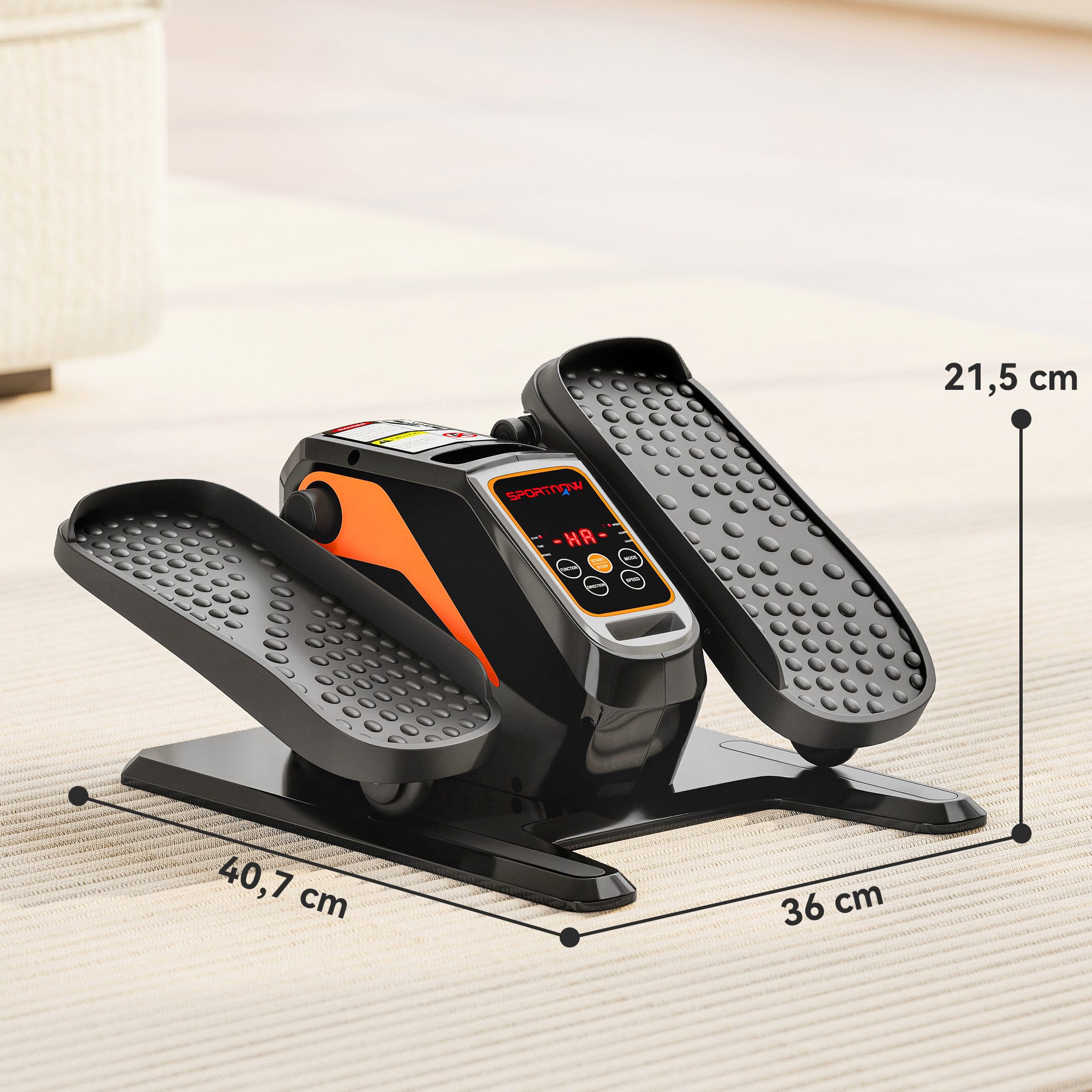 SPORTNOW Ellipsentrainer mit Fernbedienung, LED-Display, 12 Geschwindigkeiten (Leise Tragbar Pedaltrainer, 1-tlg., Untertisch Elektrischer Crosstrainer), für Senioren Büro