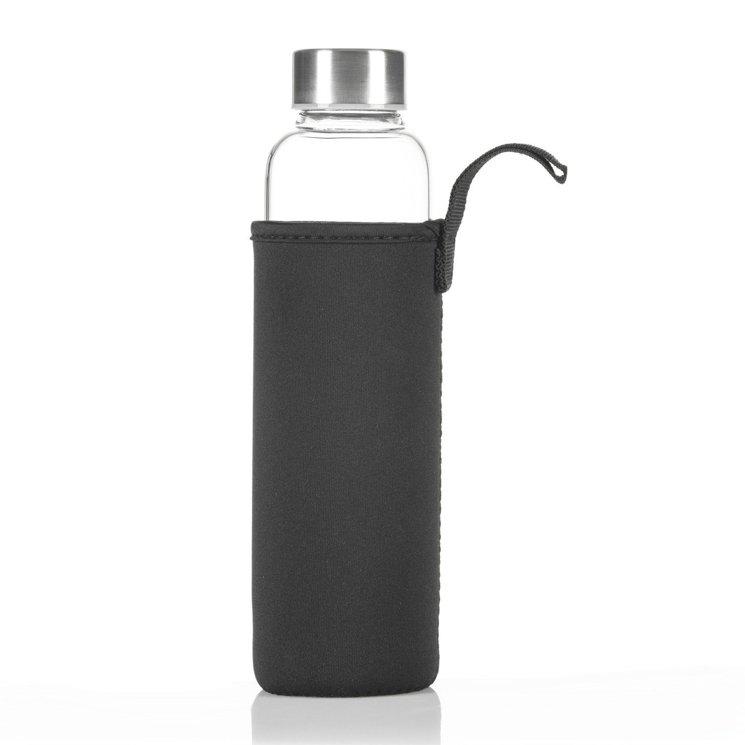 Dimono Trinkflasche Trinkflasche 600 ml – Glasflasche mit Sleeve, BPA-frei & bruchsicher, Wasserflasche ca. 600 ml
