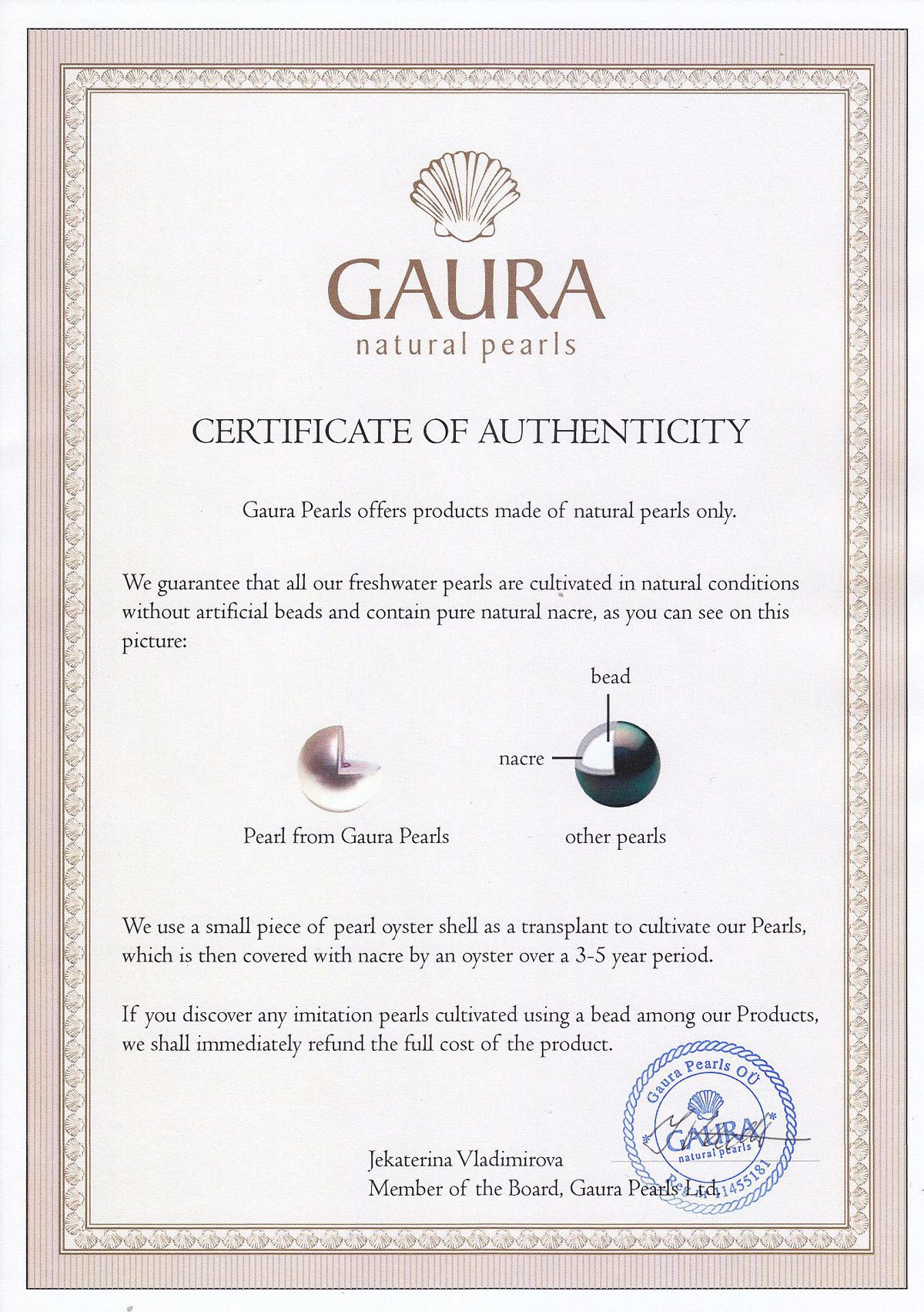 Gaura Pearls Perlenkette weiß, rund, 8 mm, 45-48 cm, 585 Gelbgold plattiert