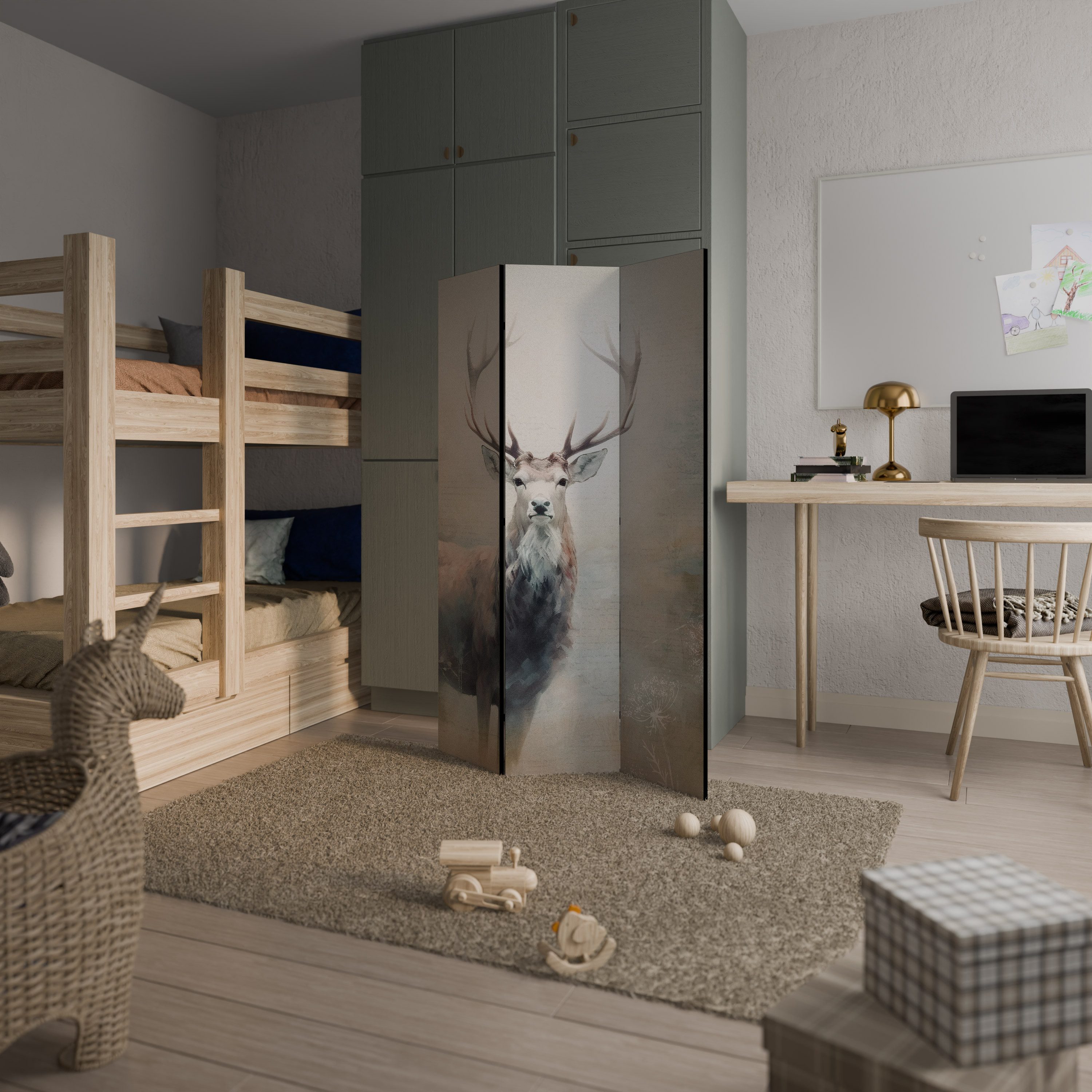 SPACEREBELS Paravent, Raumteiler - 3-teilig Raumtrenner, Druck 2-Seite