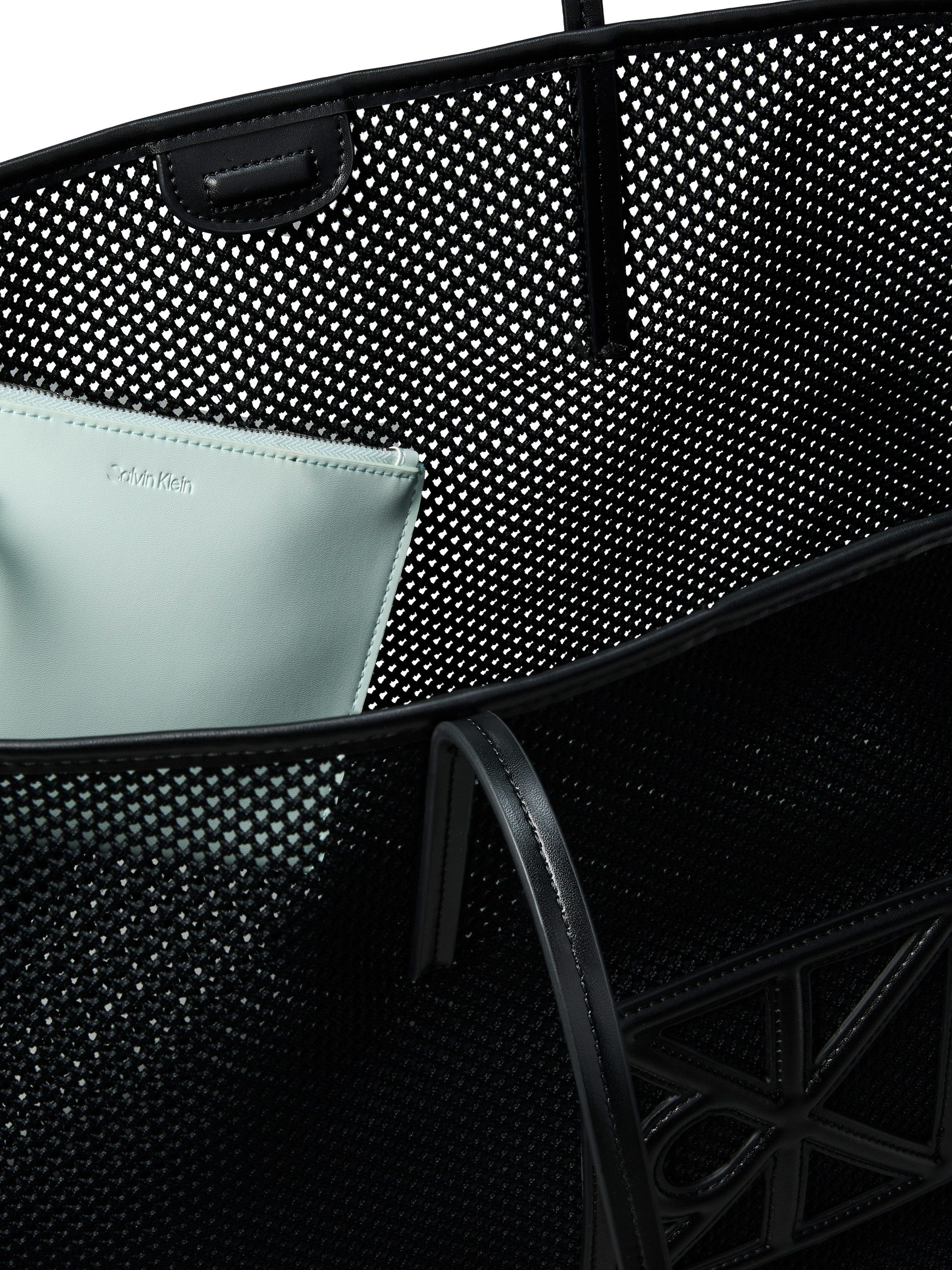 Calvin Klein Tragetasche EMBLEM MESH XL TOTE, Umhängetasche, Schultertasche mit Logoschriftzug