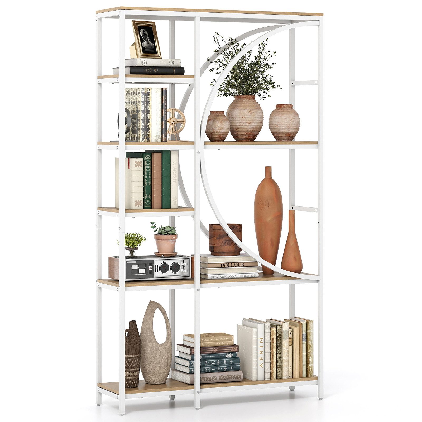 COSTWAY Bücherregal, 1-tlg., geometrisches Büroregal Metallrahmen 100 x 30 x 177 cm