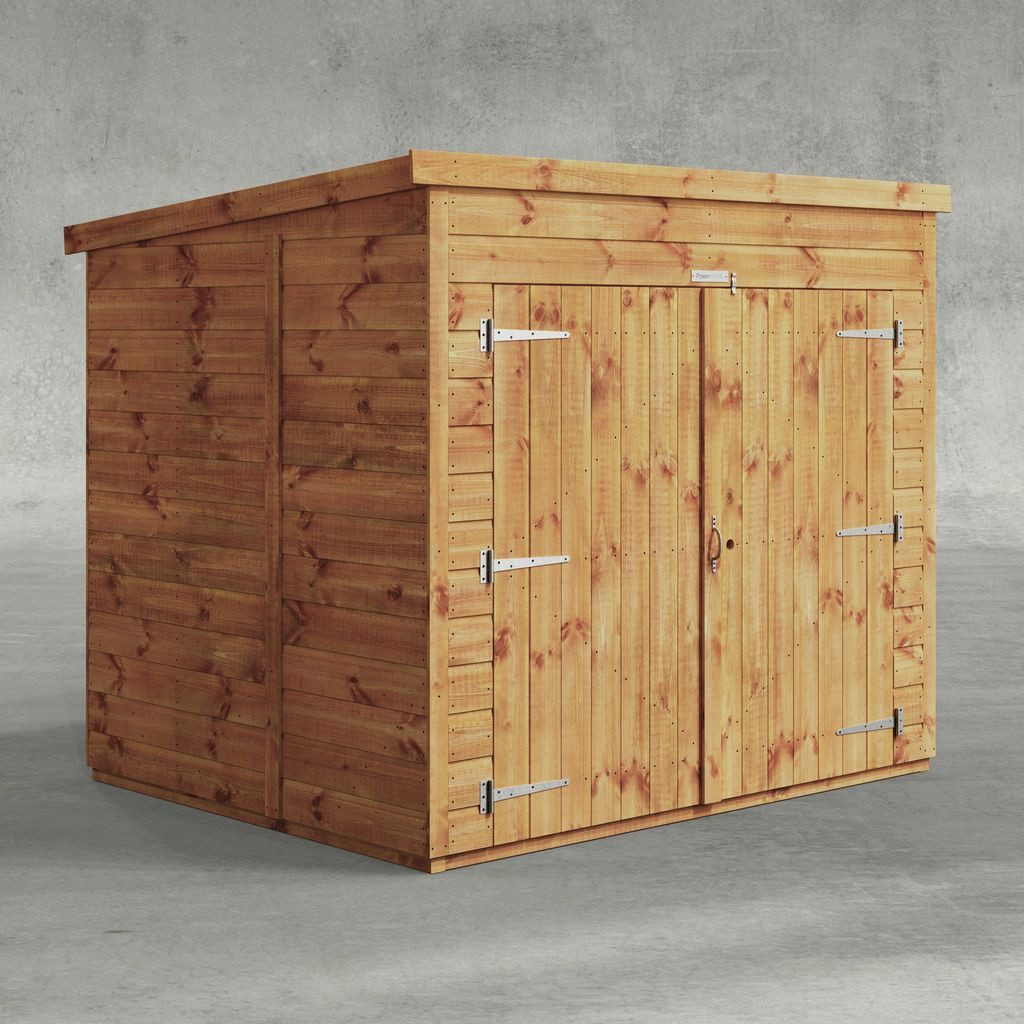 Powersheds Gerätehaus Fahrradschuppen mit Pultdach aus Nut- und Feder Vollholz, BxT: 180x150 cm, (Polyester-verstärkte Dachpappe, gehärtetes Glas, hochwertiges Holz), Hochwertiges Holz