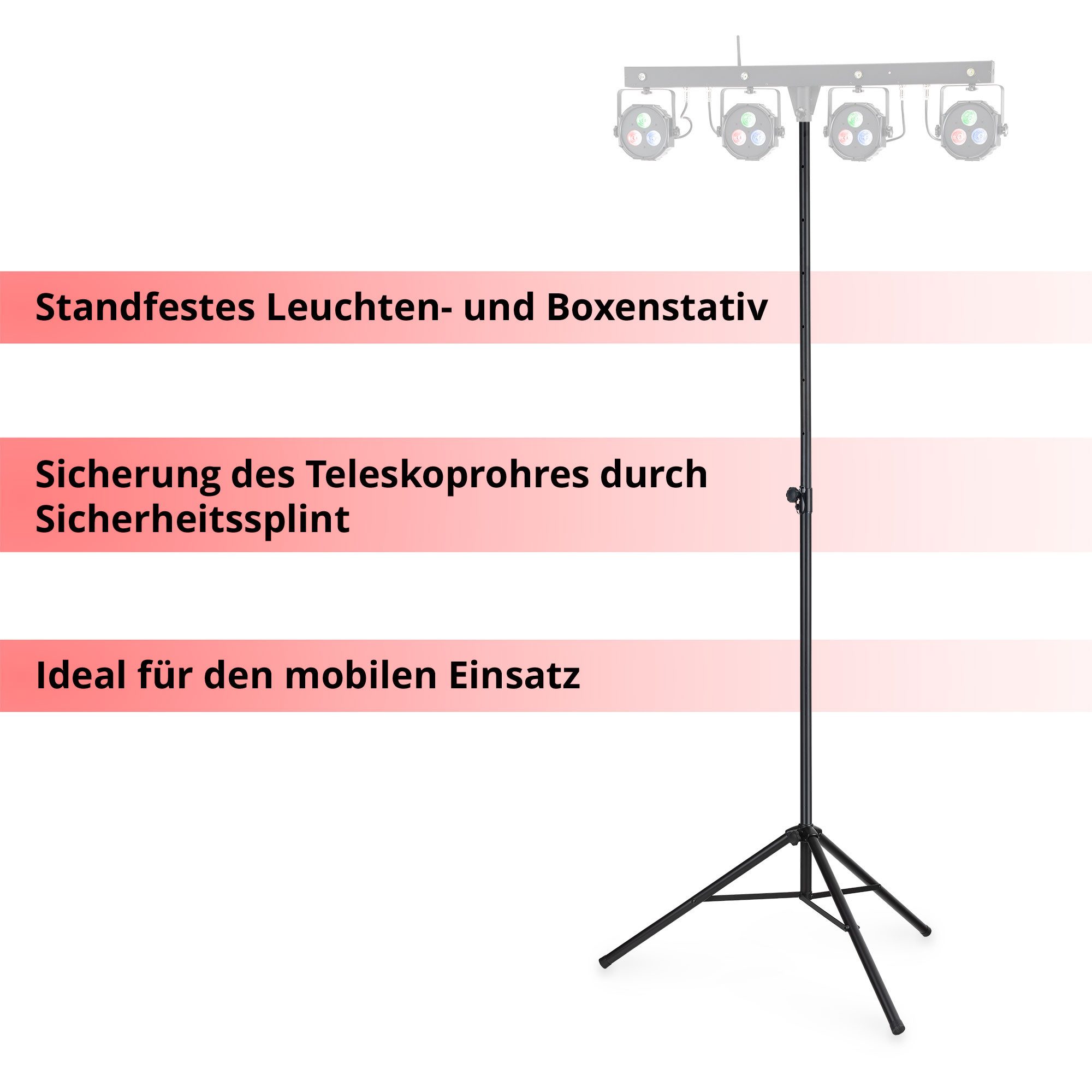 Showlite Showlite LS-270S MKII Lichtstativ Lampenstativ (Standfestes Leuchten- und Boxenstativ)