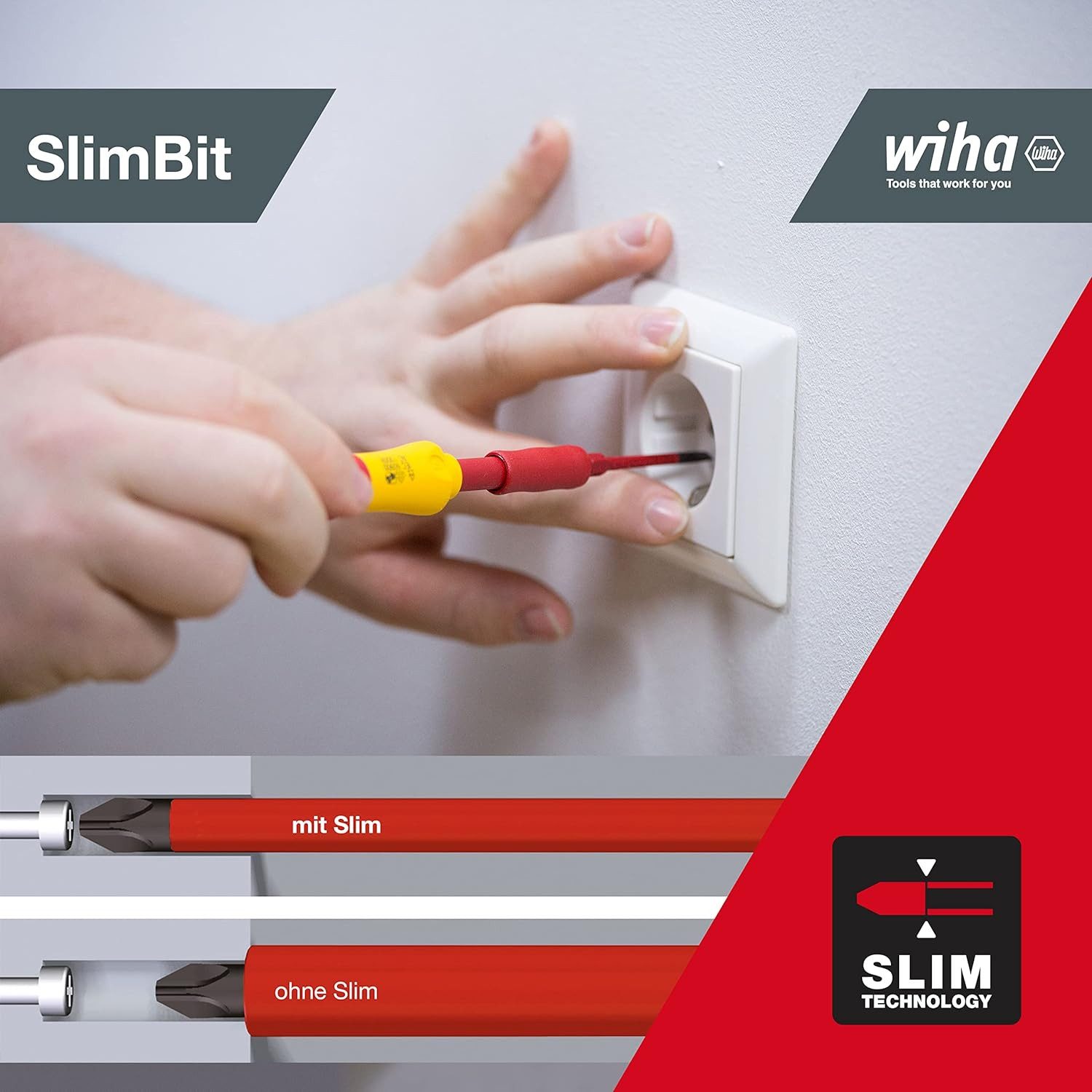 Wiha Schraubendreher slimVario (41232) - 10 tlg., Schlitz, Kreuzschlitz, VDE, Elektriker