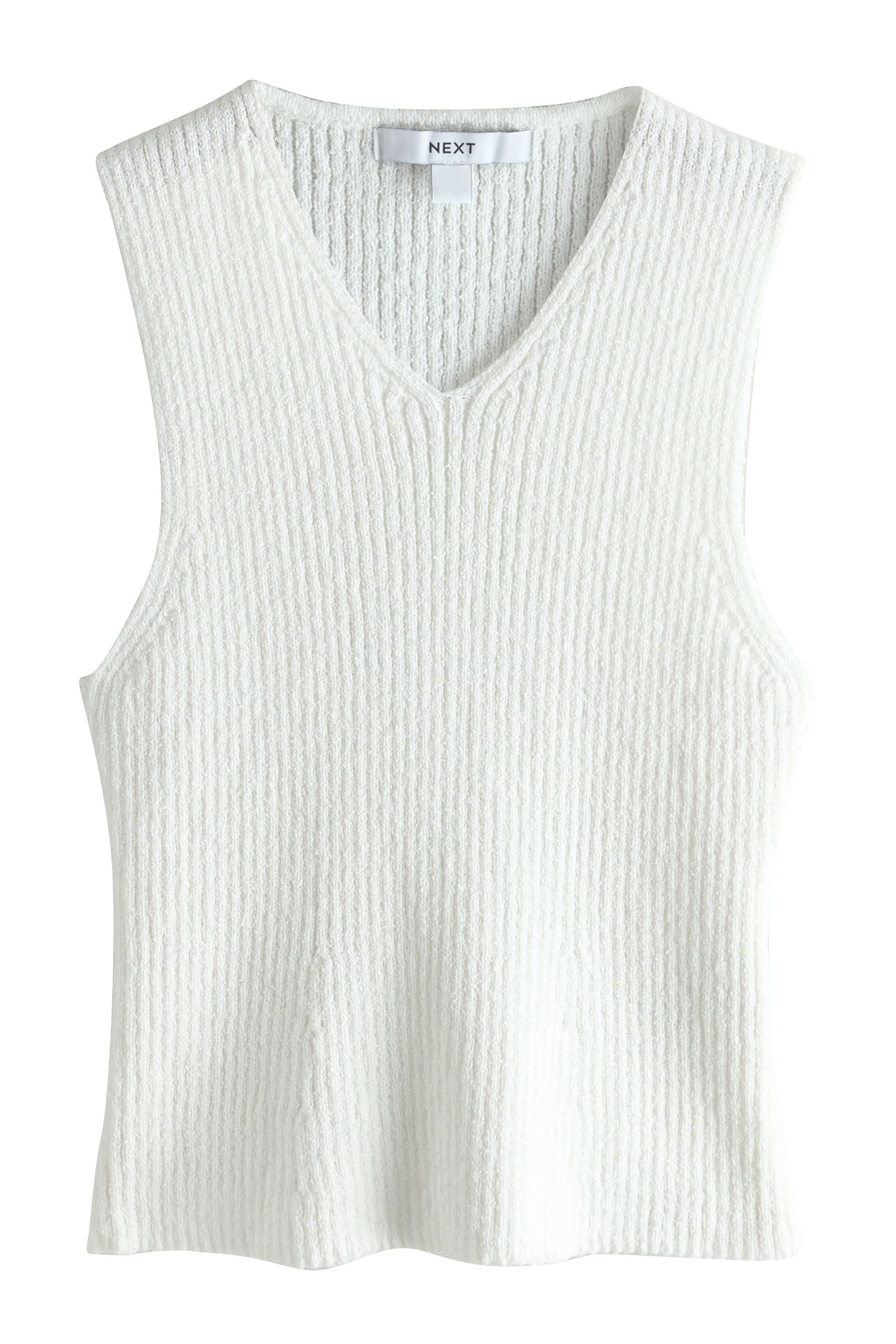 Next Trägertop Gestricktes Frottee-Trägertop mit V-Ausschnitt (1-tlg)