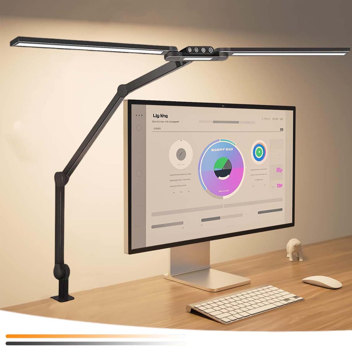 LMaxhome Schreibtischlampe LED Schreibtisch Klemmbar Doppelkopf 24W Auto Di günstig online kaufen