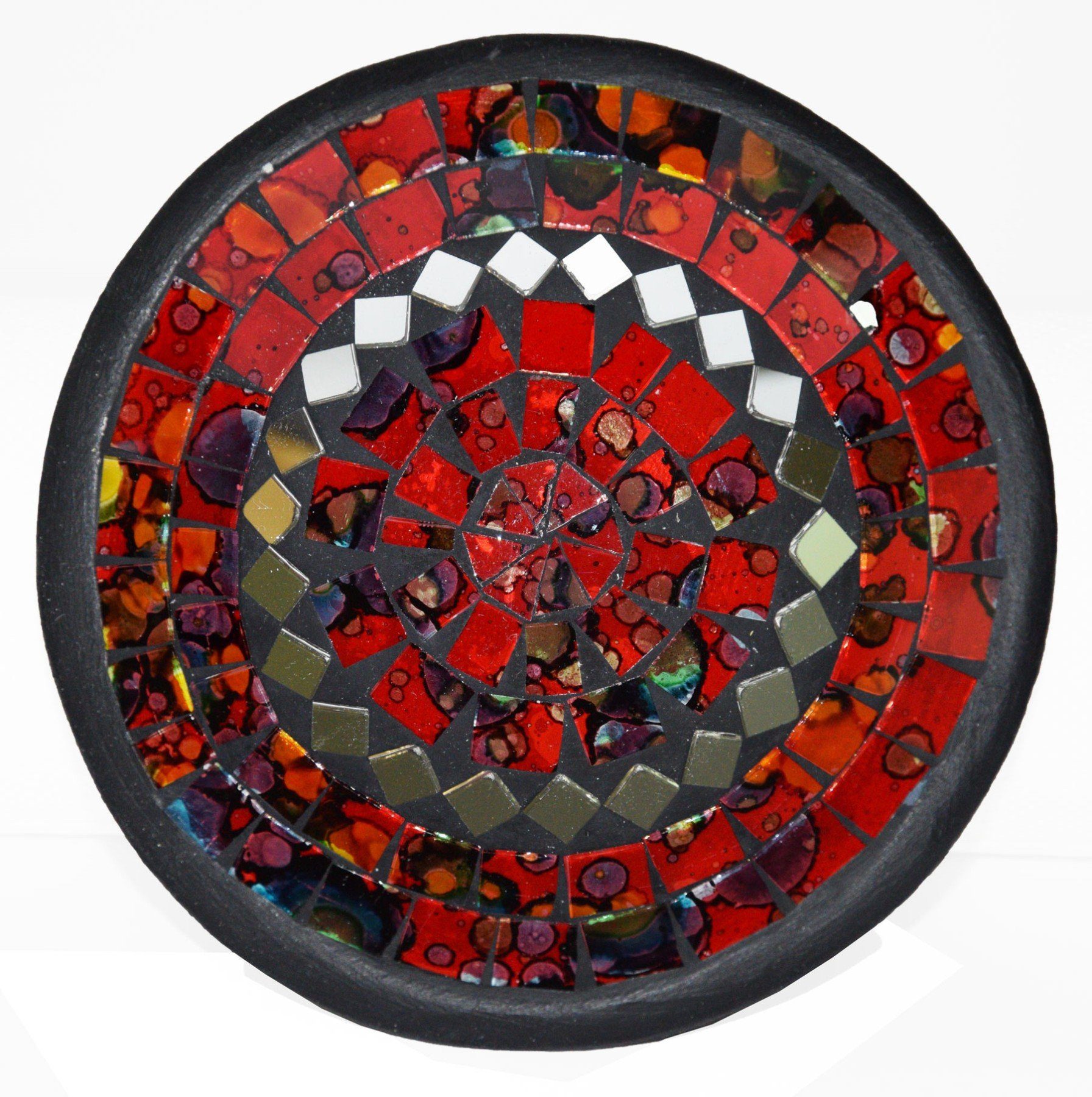 Schale 14 Dekoschale cm ø Rot mit Stück) Mosaik rund ca. Spiegel (1 SIMANDRA
